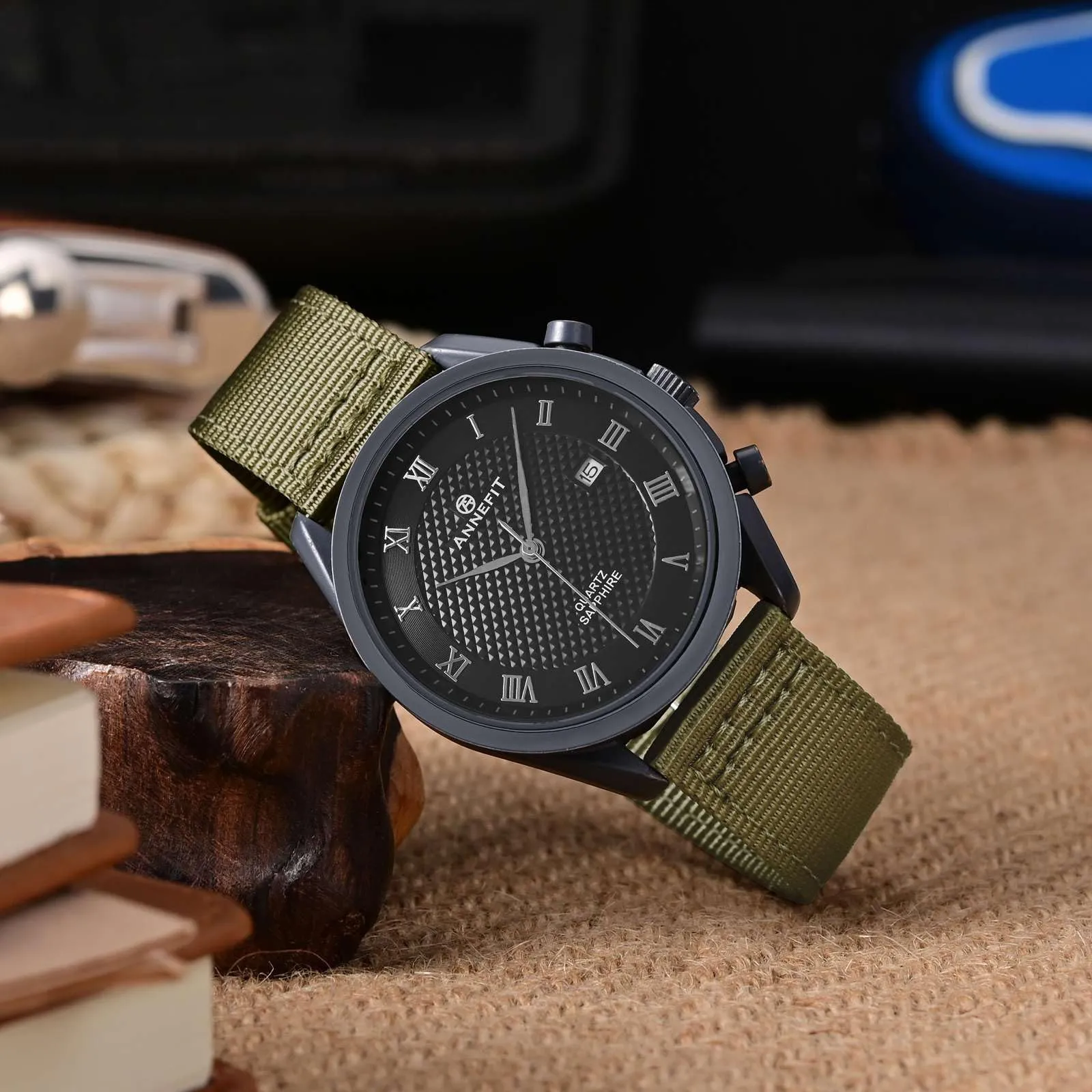 ANNEFIT Cinturino Orologio Nylon 22mm con Fibbia Nera, Cinturini per Orologi Militari a Sgancio Rapido per Uomo Donna (Verde Oliva) - immagine 7