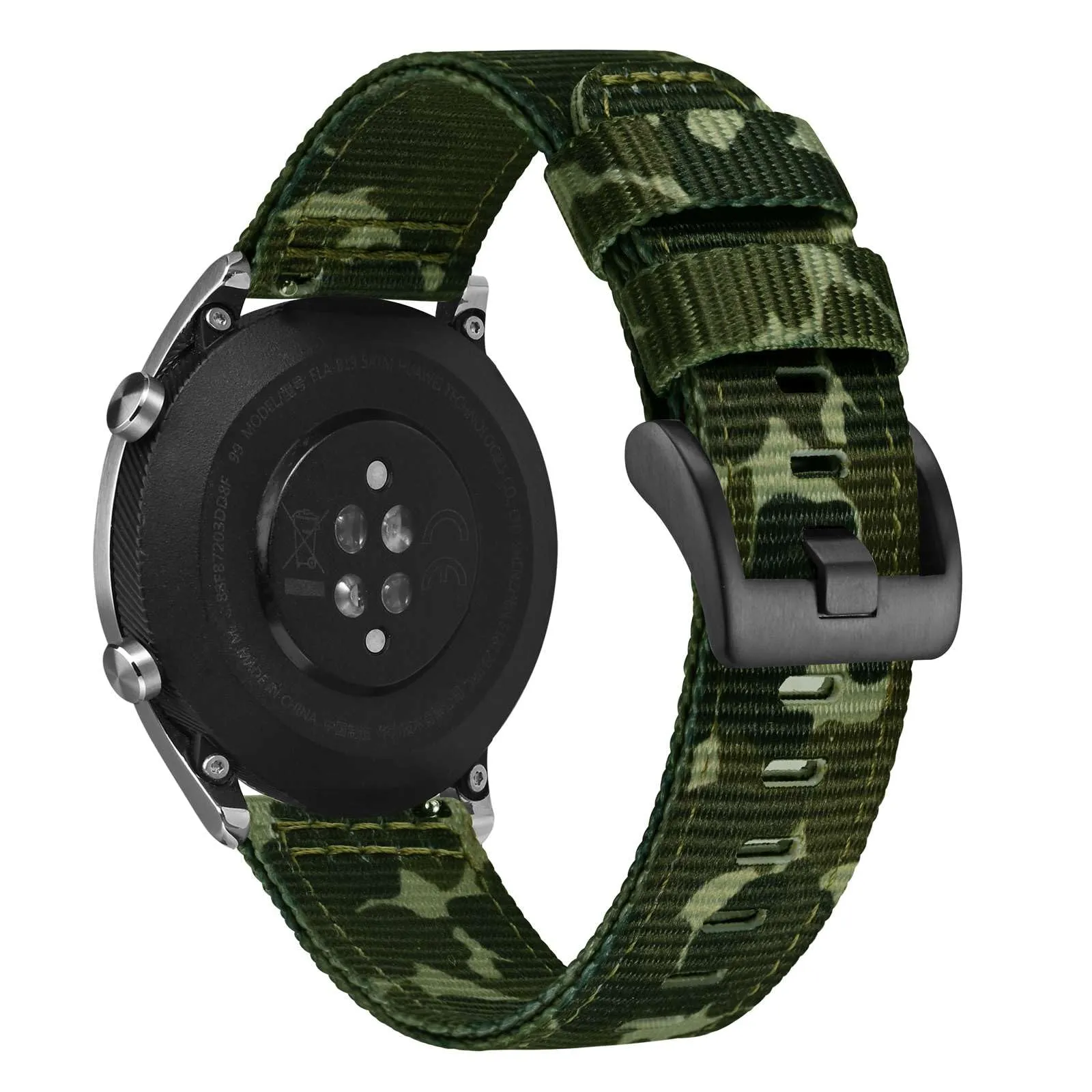 ANNEFIT Cinturino Orologio Nylon 18mm con Fibbia Nera, Cinturini per Orologi Militari a Sgancio Rapido per Uomo Donna (Verde Mimetico) - immagine 8