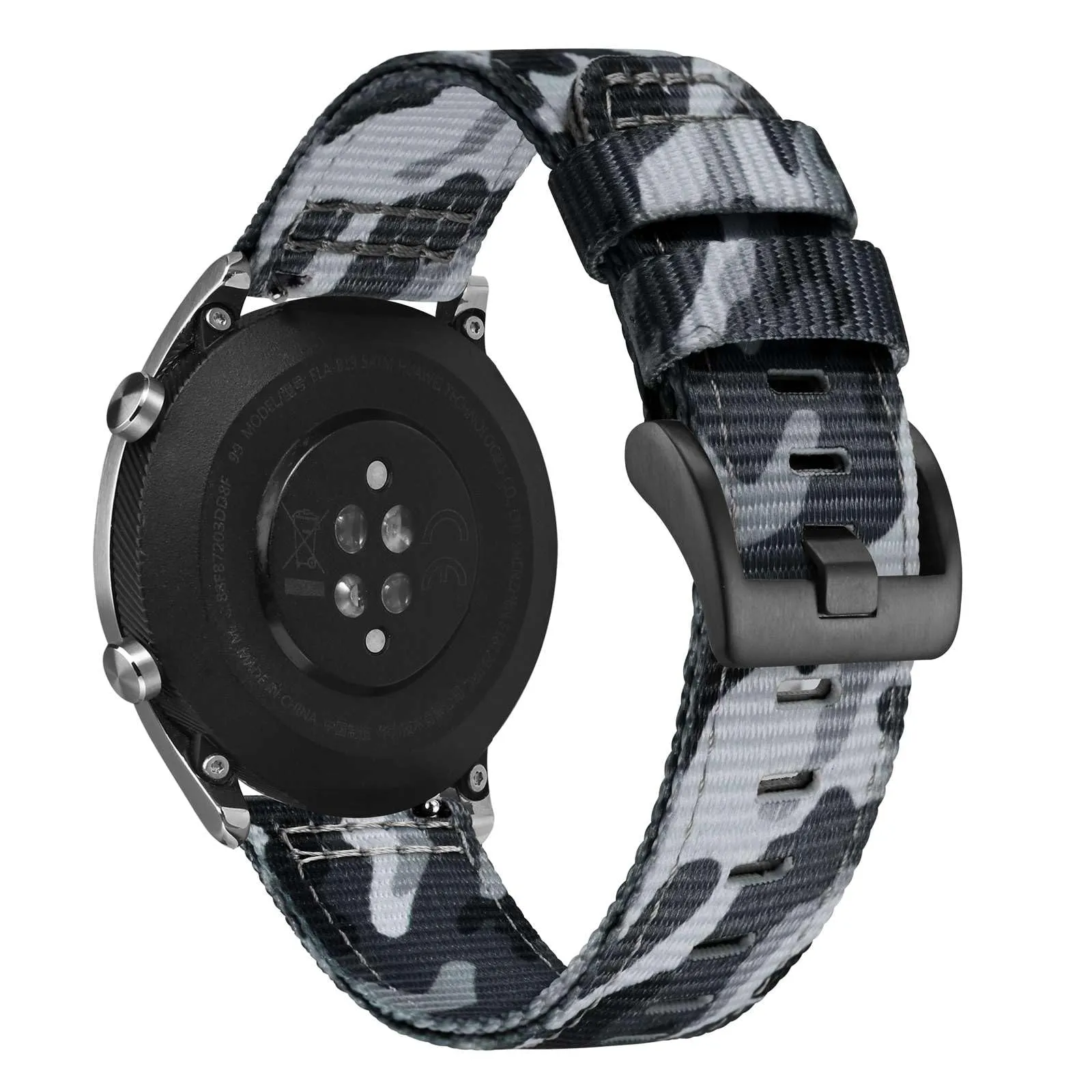 ANNEFIT Cinturino Orologio Nylon 20mm con Fibbia Nera, Cinturini per Orologi Militari a Sgancio Rapido per Uomo Donna (Grigio Mimetico) - immagine 8