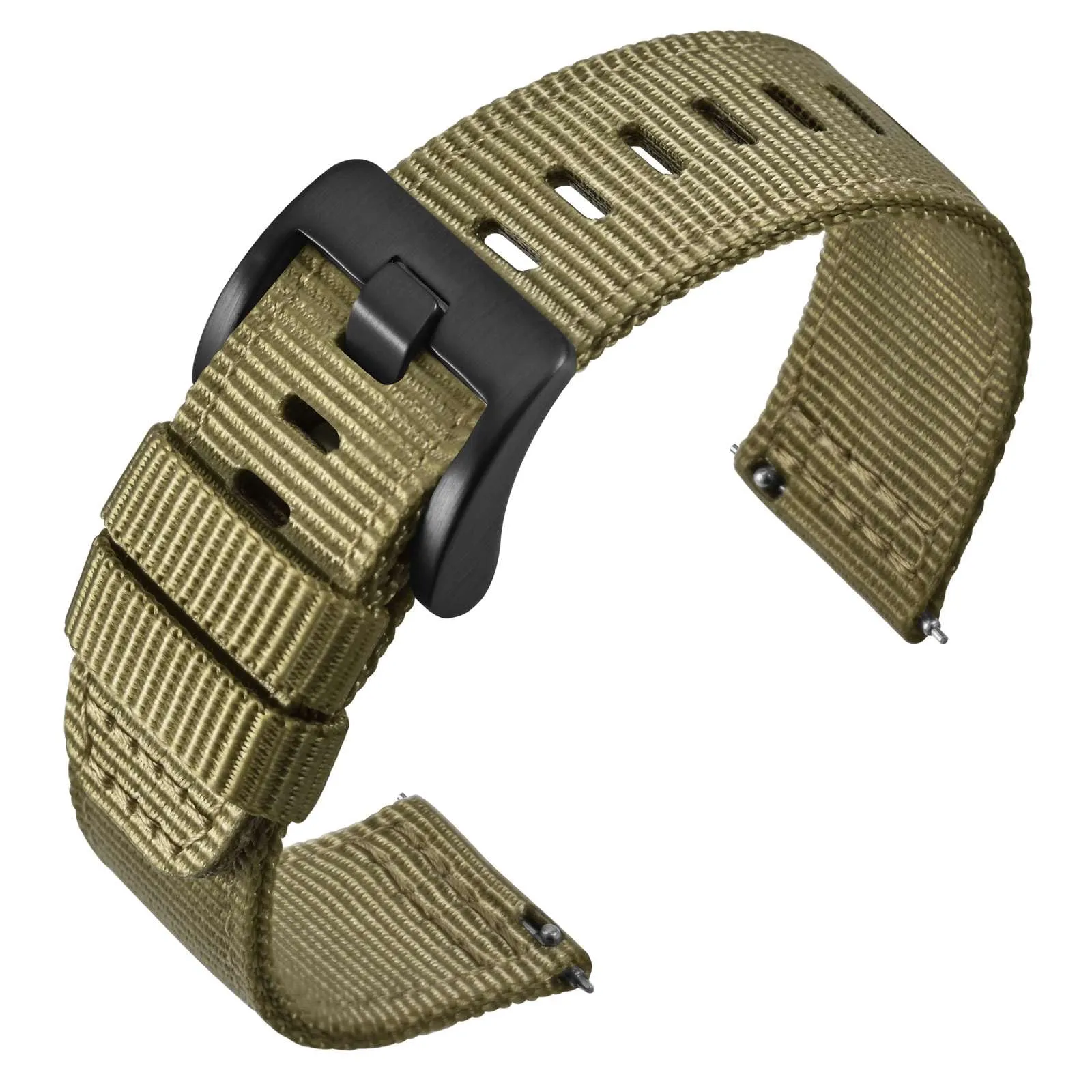 ANNEFIT Cinturino Orologio Nylon 20mm con Fibbia Nera, Cinturini per Orologi Militari a Sgancio Rapido per Uomo Donna (Verde Oliva) - immagine 1