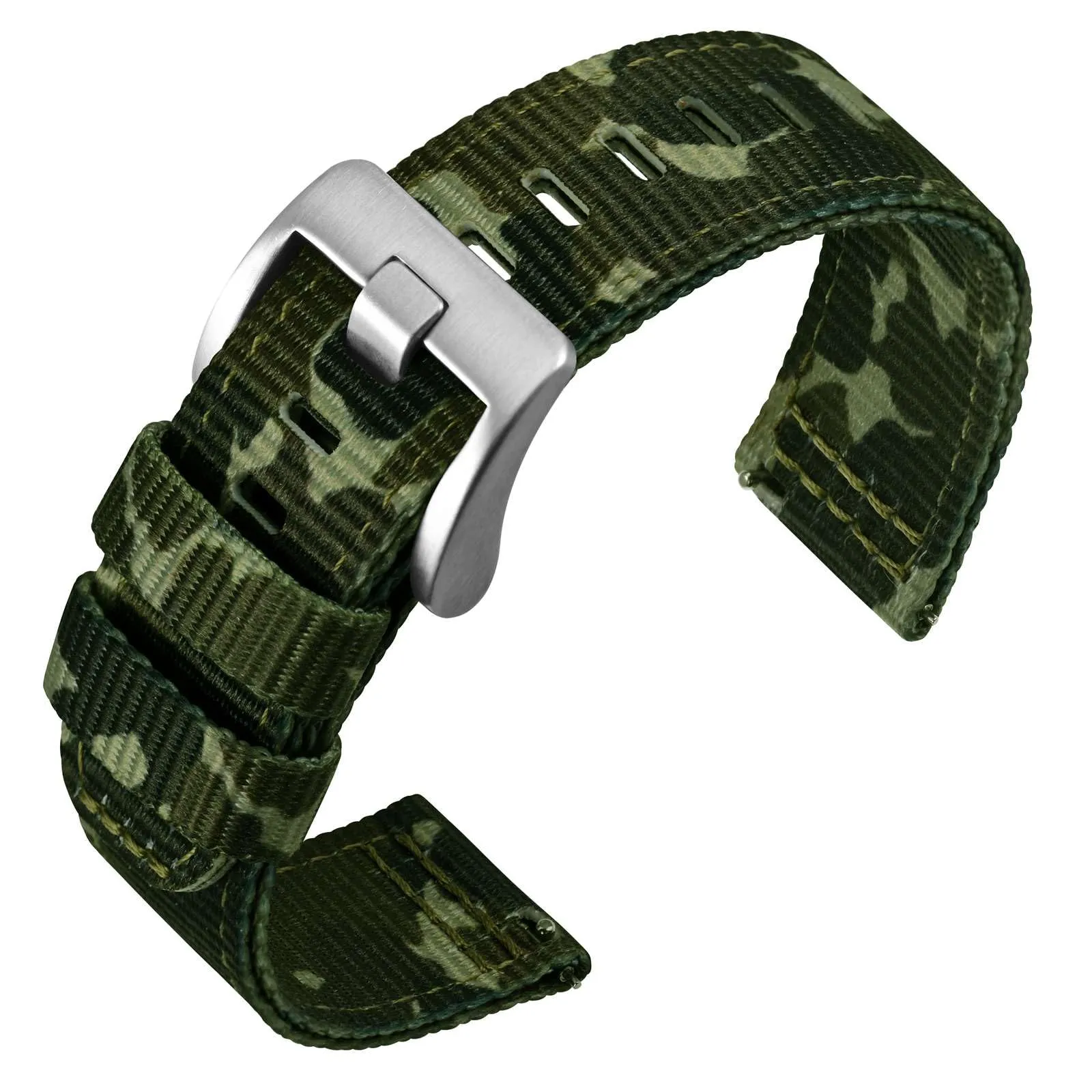 ANNEFIT Cinturino Orologio Nylon 18mm, Cinturini per Orologi Militari a Sgancio Rapido per Uomo Donna (Verde Mimetico) - immagine 1