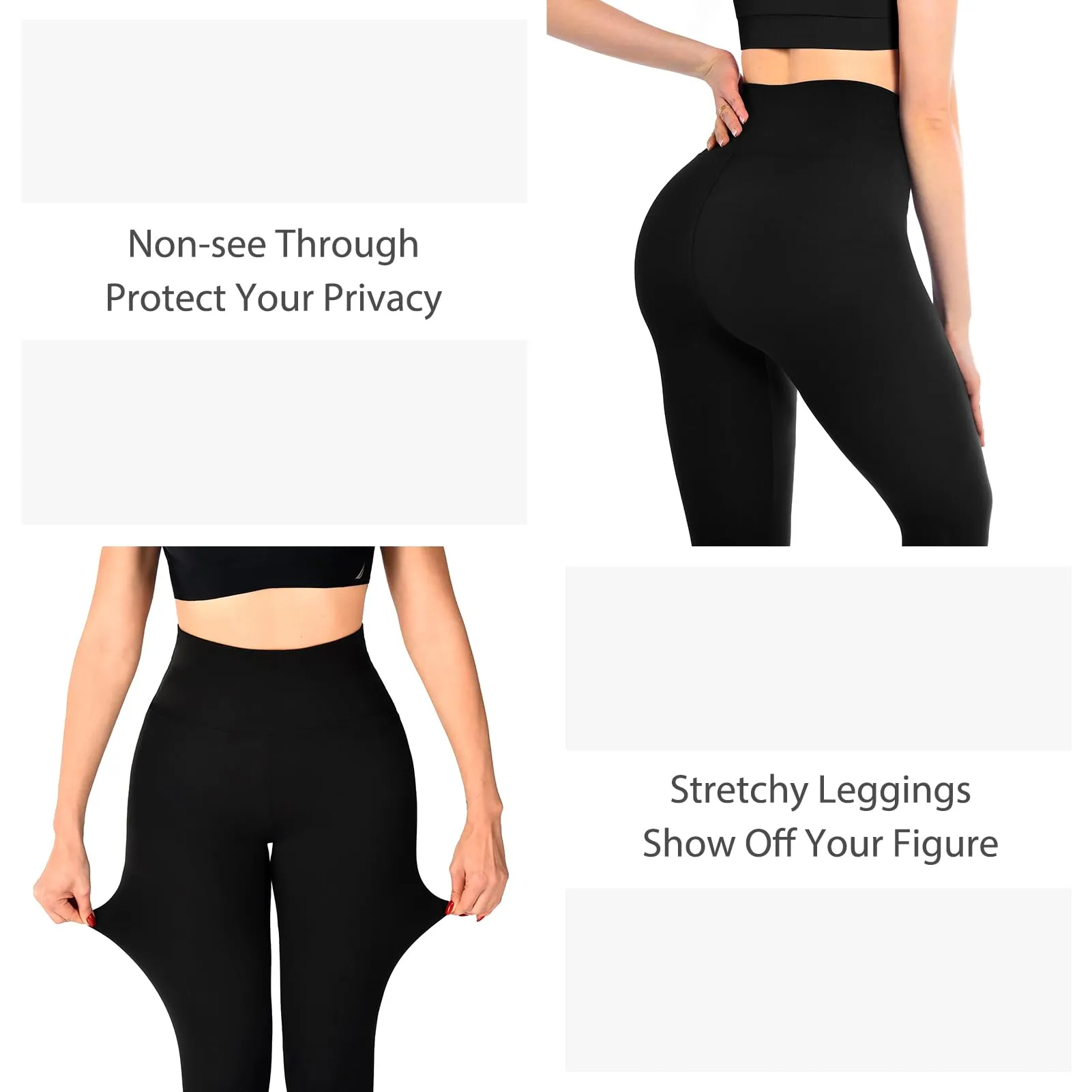 SINOPHANT Confezione da 3 leggings da donna a vita alta, leggings neri opachi per palestra, yoga, sport, XXL - immagine 4