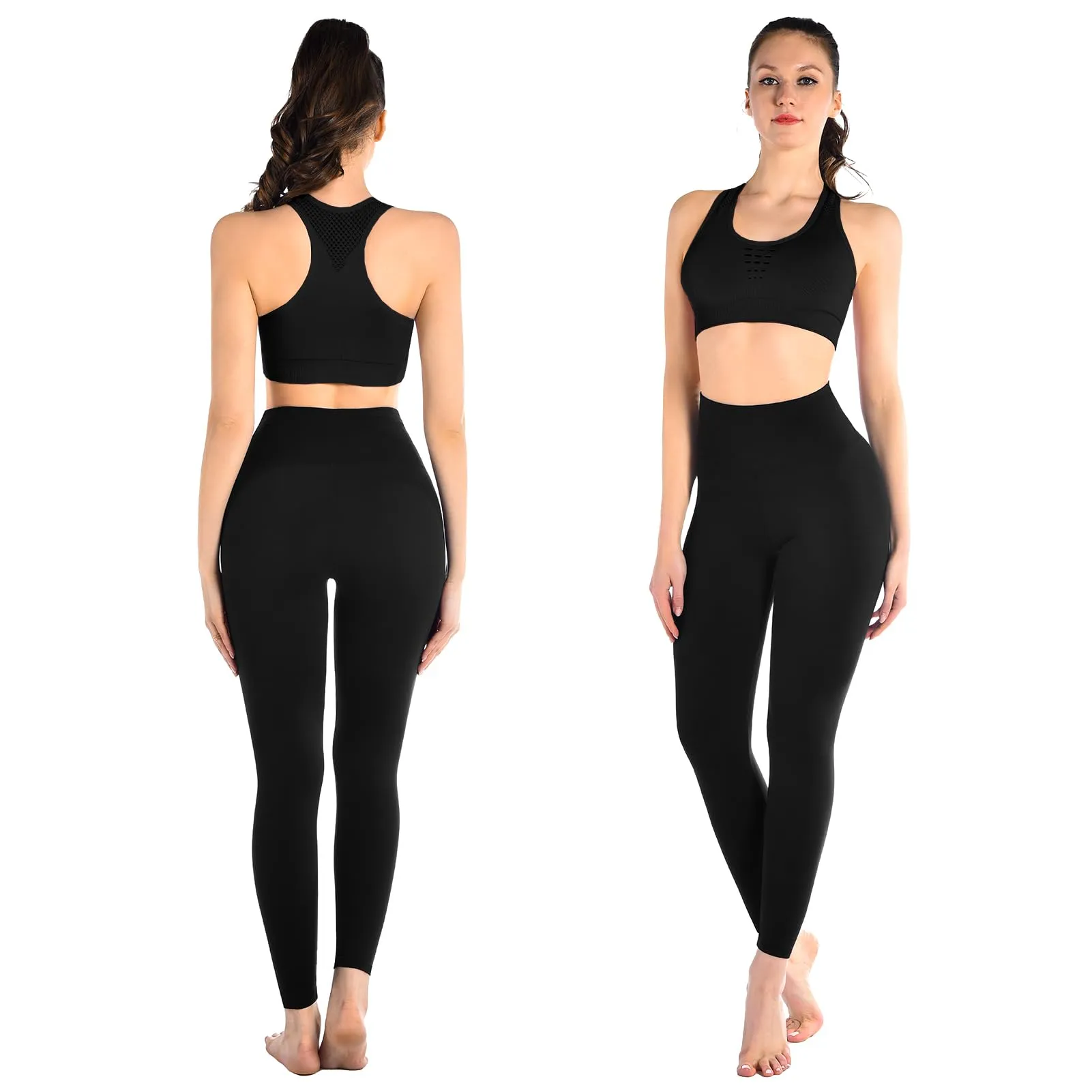 SINOPHANT Set di 3 leggings da donna, a vita alta, opachi, per palestra, yoga, sport, colore: nero, XXL - immagine 2
