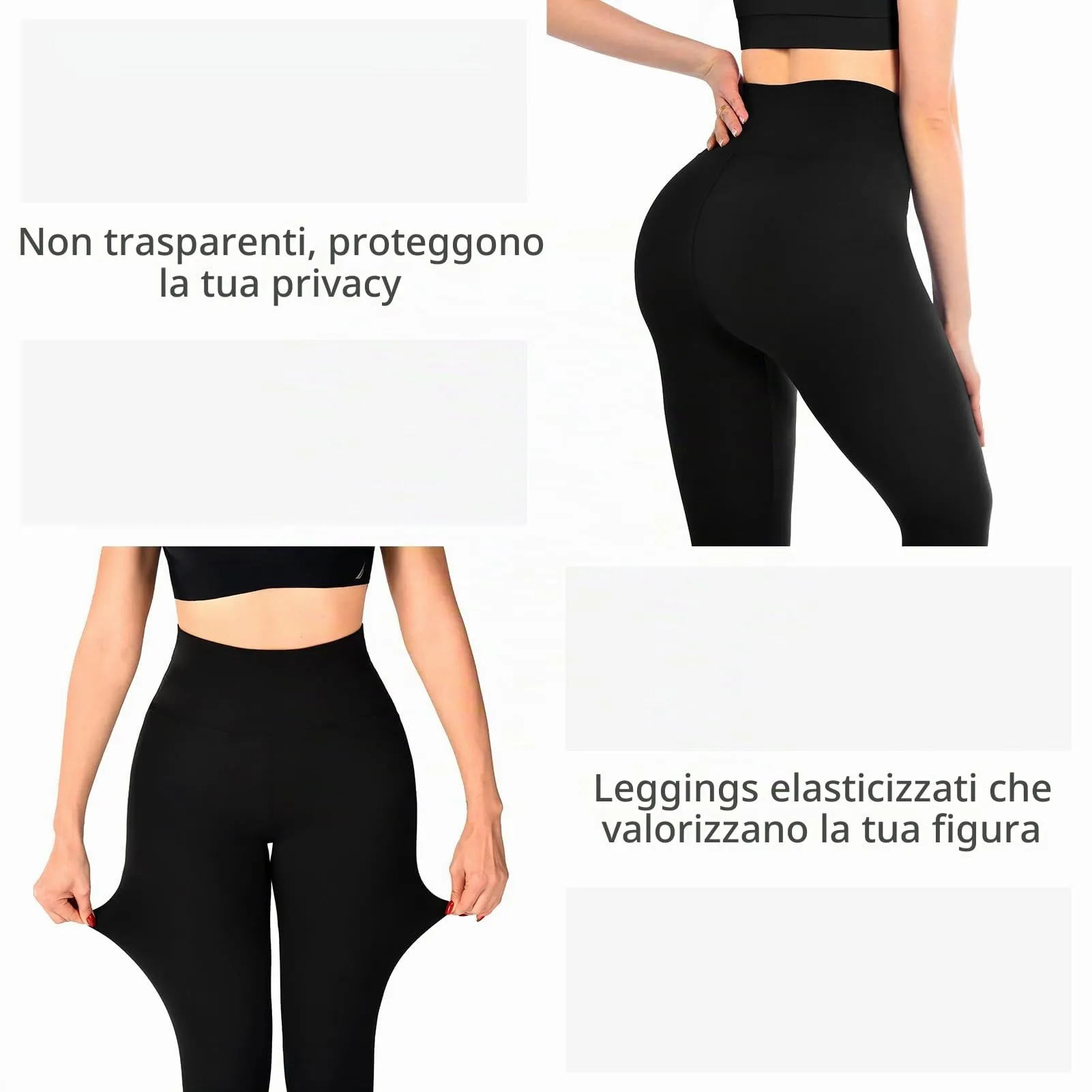 SINOPHANT Set di 3 leggings da donna, a vita alta, opachi, per palestra, yoga, sport, colore: nero, Nero/Navy/Marrone, 3XL - immagine 4