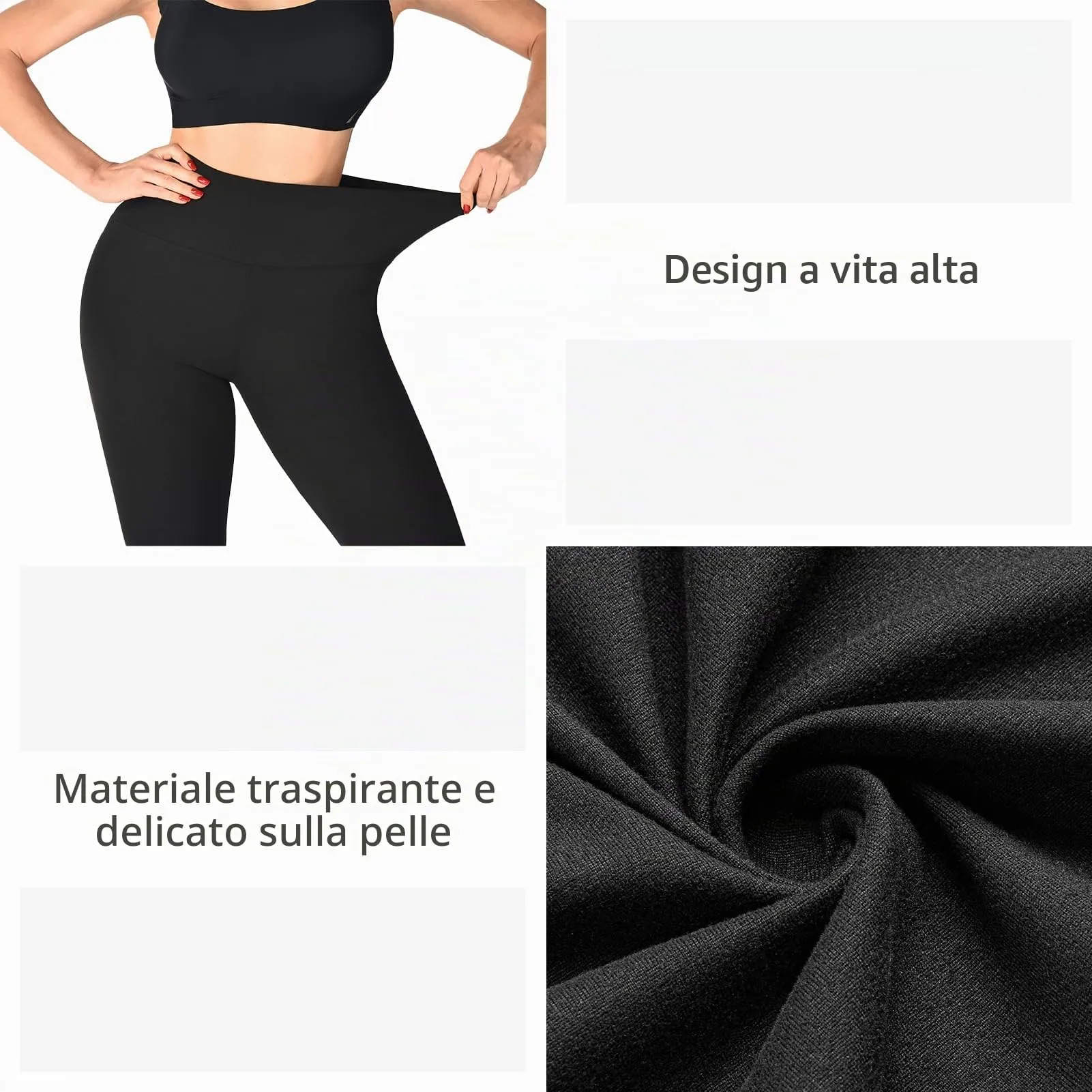 Confezione da 3 leggings da donna SINOPHANT a vita alta opachi neri per palestra, yoga, sport, L/XL - immagine 3