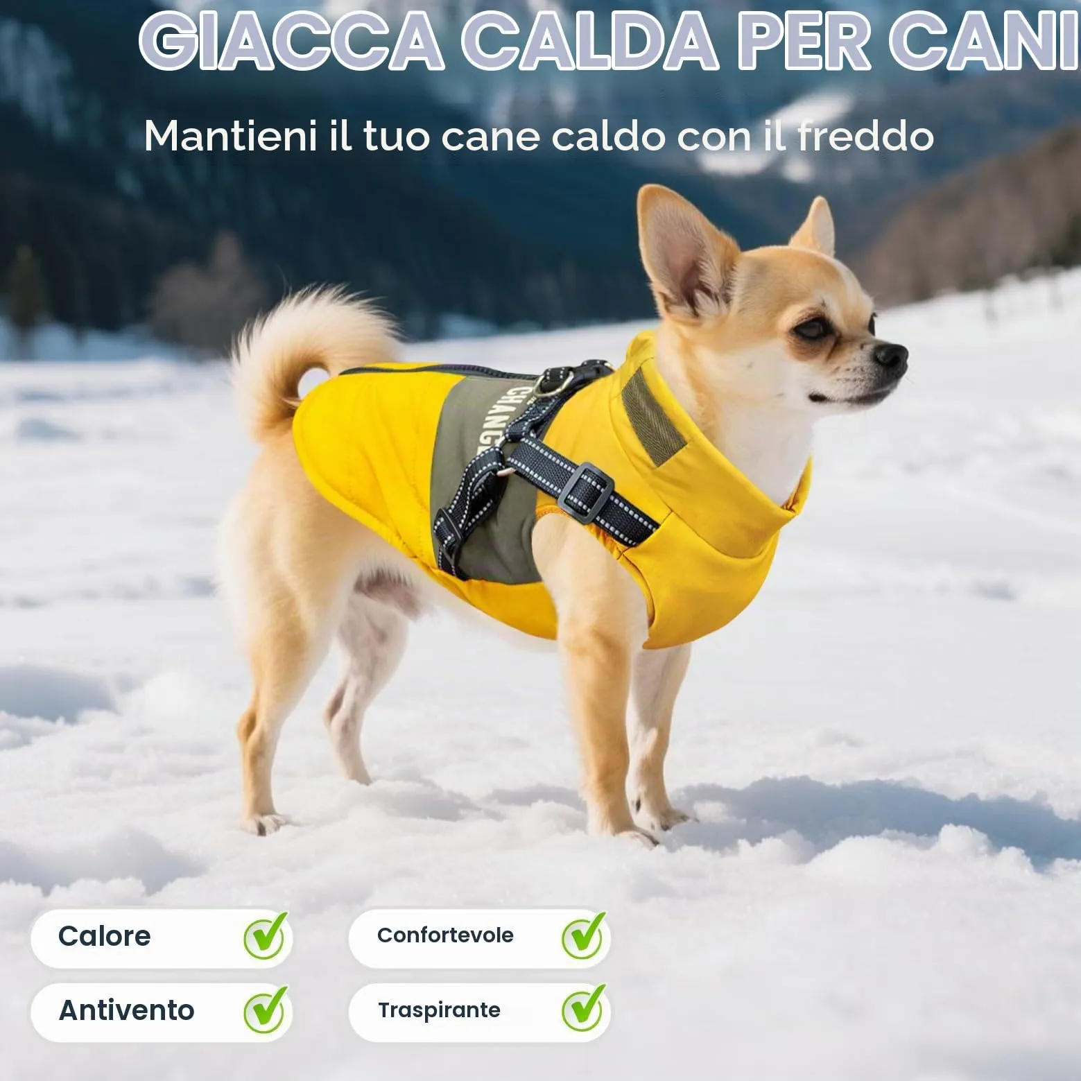 Oslueidy Giubbotti invernali per cani,Cappotti caldi per cani Vestiti per cani Abbigliamento per cani Gilet impermeabile per cuccioli con pettorina per cani di piccola taglia media - immagine 4
