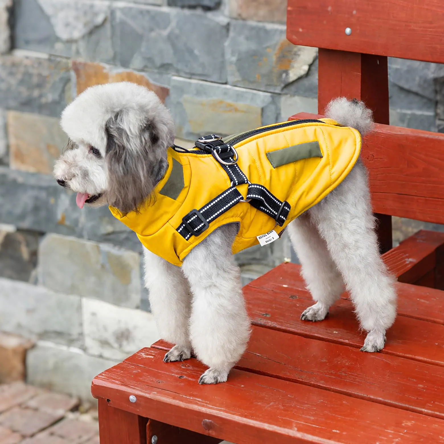 Oslueidy Giubbotti invernali per cani,Cappotti caldi per cani Vestiti per cani Abbigliamento per cani Gilet impermeabile per cuccioli con pettorina per cani di piccola taglia media - immagine 6