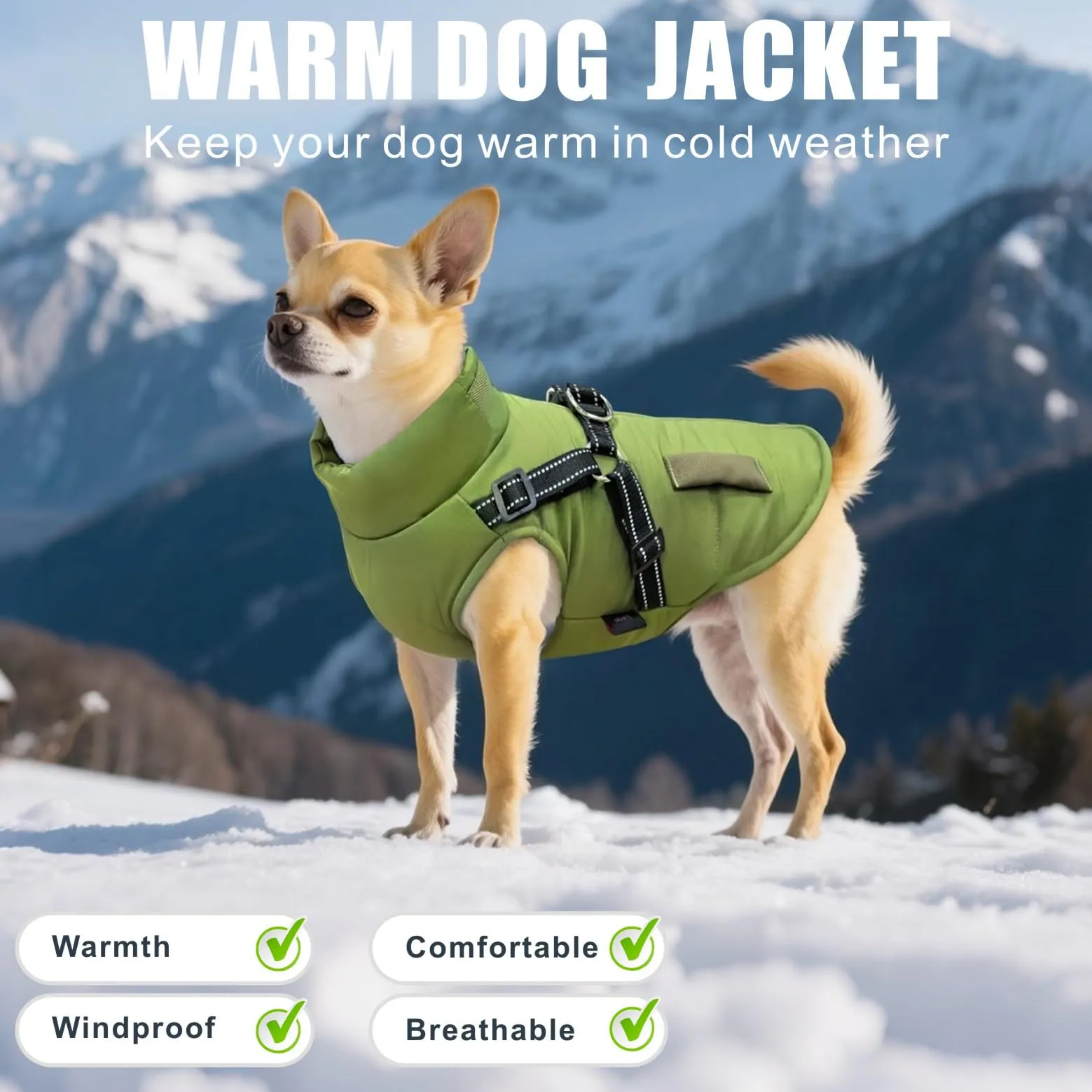 Oslueidy Giubbotti invernali per cani,Cappotti caldi per cani Vestiti per cani Abbigliamento per cani Gilet impermeabile per cuccioli con pettorina per cani di piccola taglia media - immagine 4