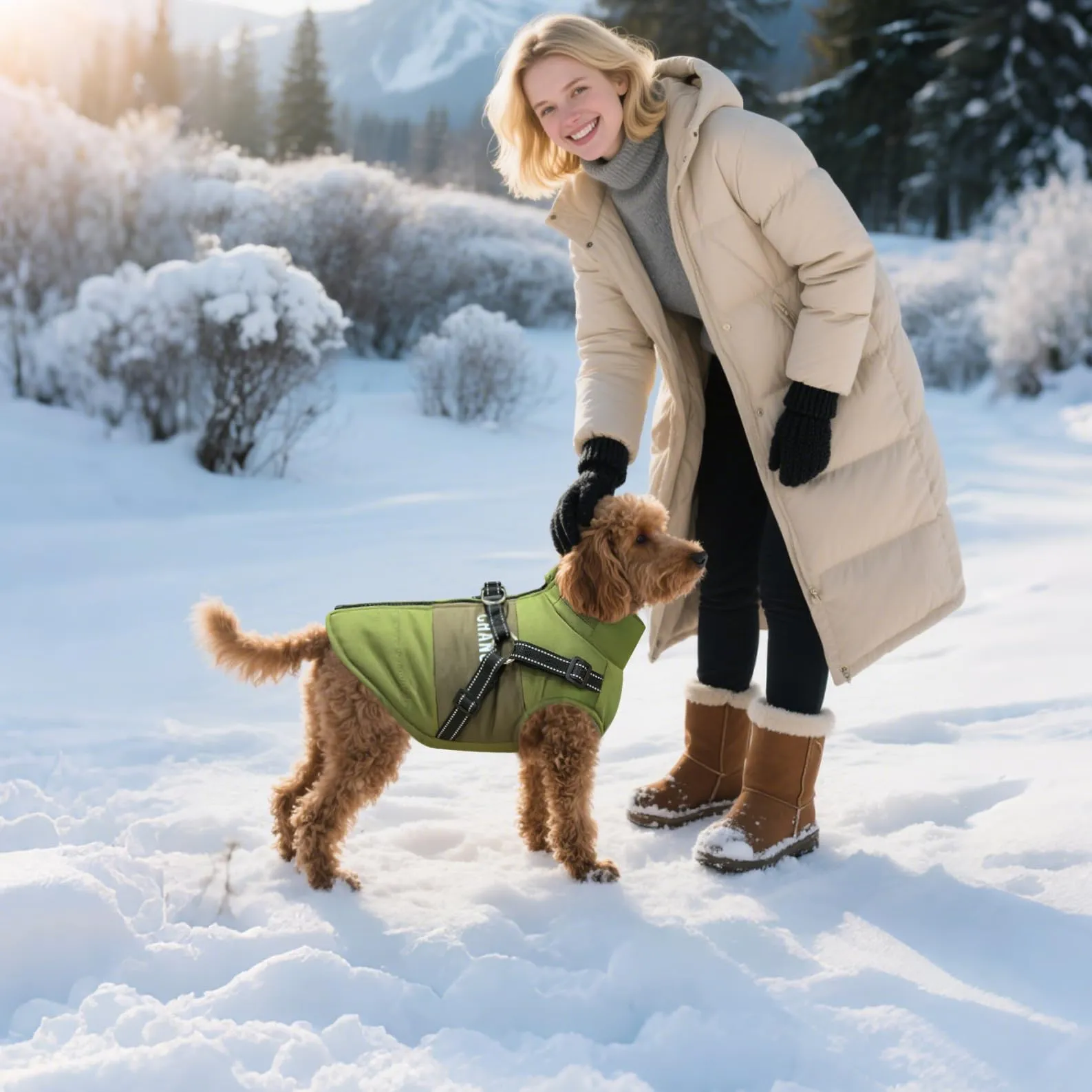 Oslueidy Giubbotti invernali per cani,Cappotti caldi per cani Vestiti per cani Abbigliamento per cani Gilet impermeabile per cuccioli con pettorina per cani di piccola taglia media - immagine 6