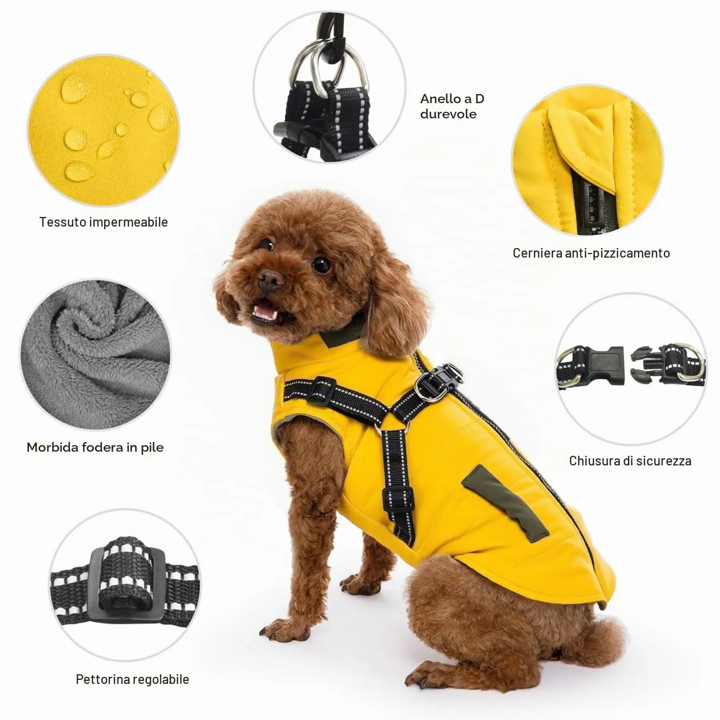 Oslueidy Giubbotti invernali per cani,Cappotti caldi per cani Vestiti per cani Abbigliamento per cani Gilet impermeabile per cuccioli con pettorina per cani di piccola taglia media - immagine 7
