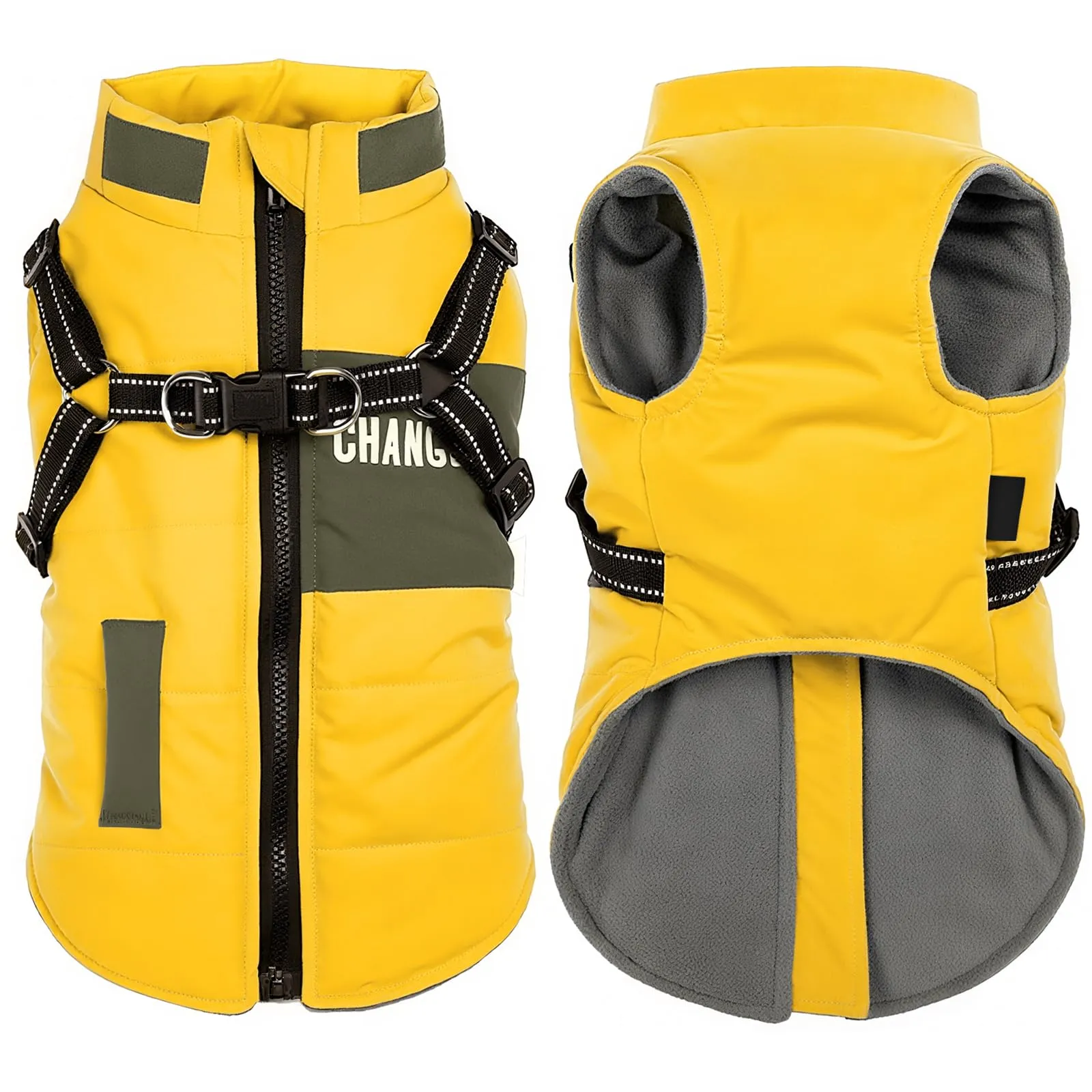 Oslueidy Giubbotti invernali per cani,Cappotti caldi per cani Vestiti per cani Abbigliamento per cani Gilet impermeabile per cuccioli con pettorina per cani di piccola taglia media - immagine 1