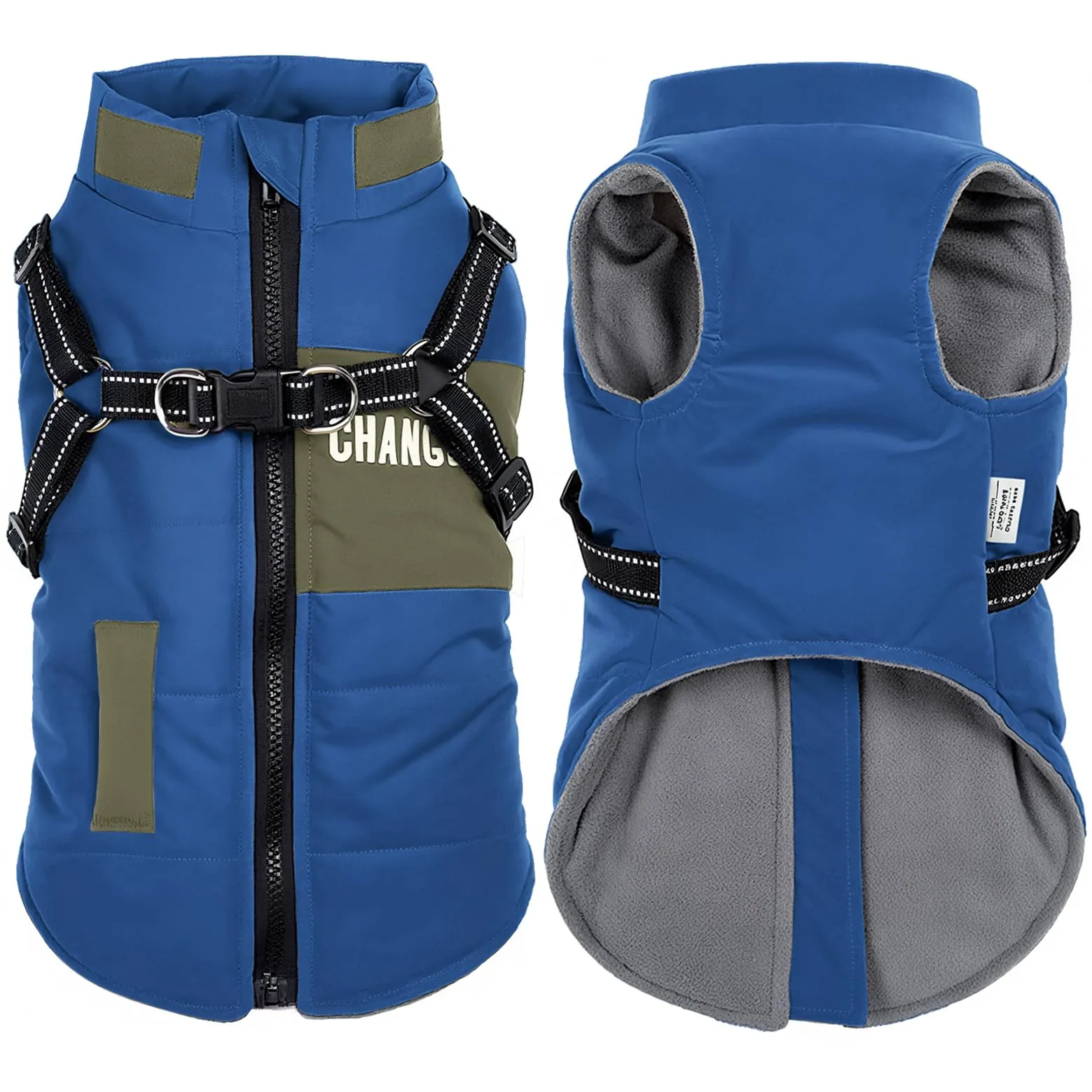 Oslueidy Giubbotti invernali per cani,Cappotti caldi per cani Vestiti per cani Abbigliamento per cani Gilet impermeabile per cuccioli con pettorina per cani di piccola taglia media - immagine 1