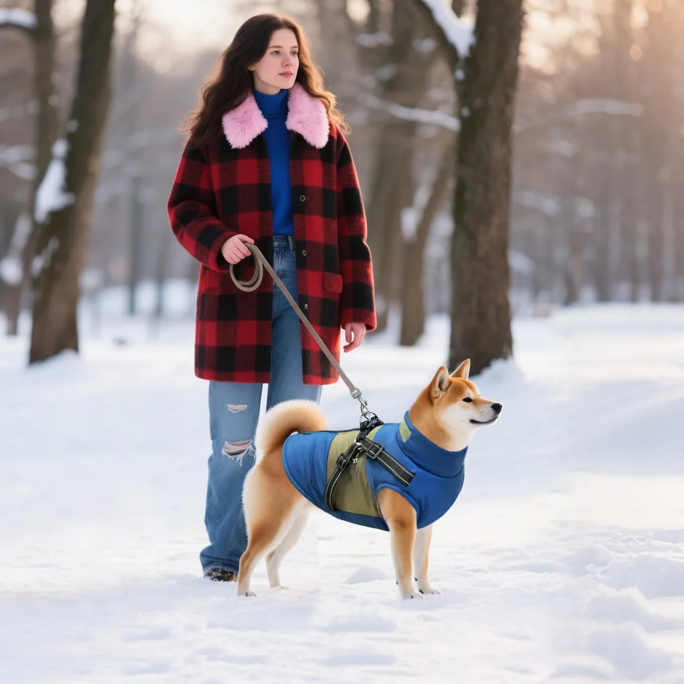 Oslueidy Giubbotti invernali per cani,Cappotti caldi per cani Vestiti per cani Abbigliamento per cani Gilet impermeabile per cuccioli con pettorina per cani di piccola taglia media - immagine 6