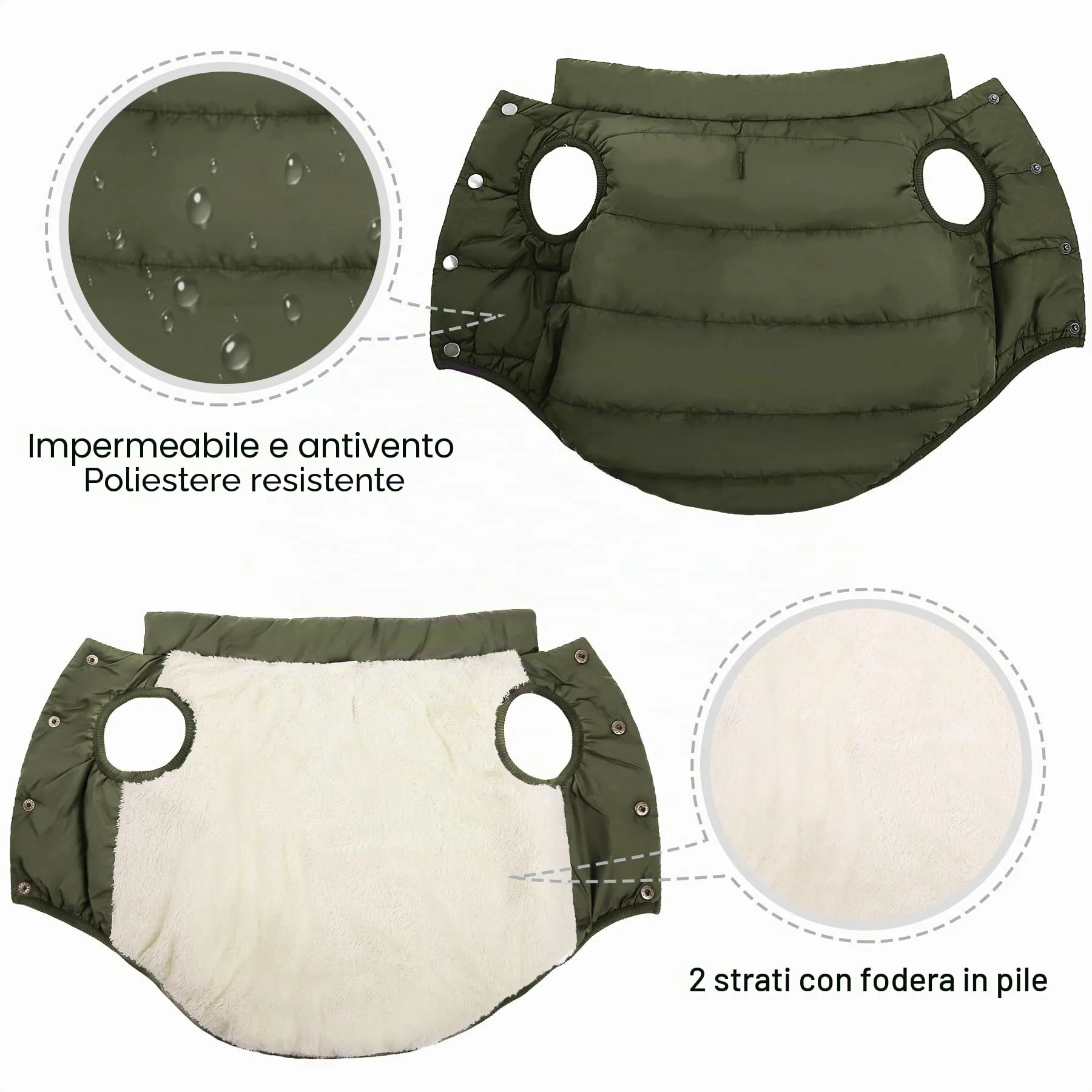 ASENKU Cappotto impermeabile Cane Inverno L, Fodera Polare Spessa, Bottoni Ventrali, Apertura Guinzaglio, Cappottino Cane Taglia Media per Bassotto Corgi, Passeggiate Quotidiane e Giochi Sulla Neve - immagine 4