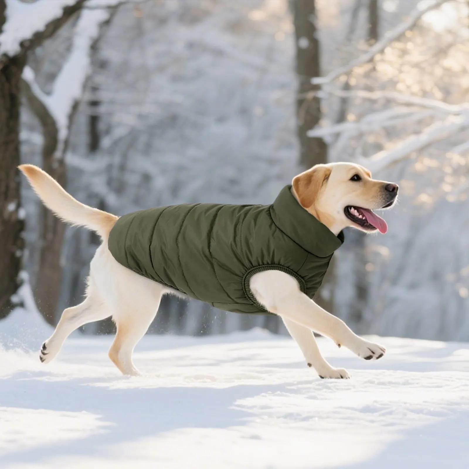 ASENKU Cappotto impermeabile Cane Inverno L, Fodera Polare Spessa, Bottoni Ventrali, Apertura Guinzaglio, Cappottino Cane Taglia Media per Bassotto Corgi, Passeggiate Quotidiane e Giochi Sulla Neve - immagine 8