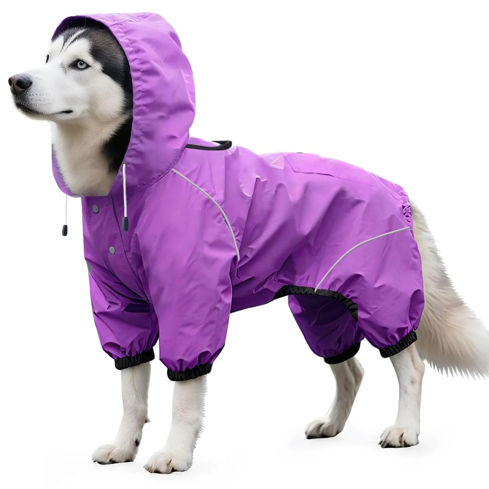 Idepet Impermeabile per cani con cappuccio e foro per collo, poncho impermeabile per pioggia per cani Giacca per pioggia riflettente per cani Felpe con cappuccio antivento - immagine 1