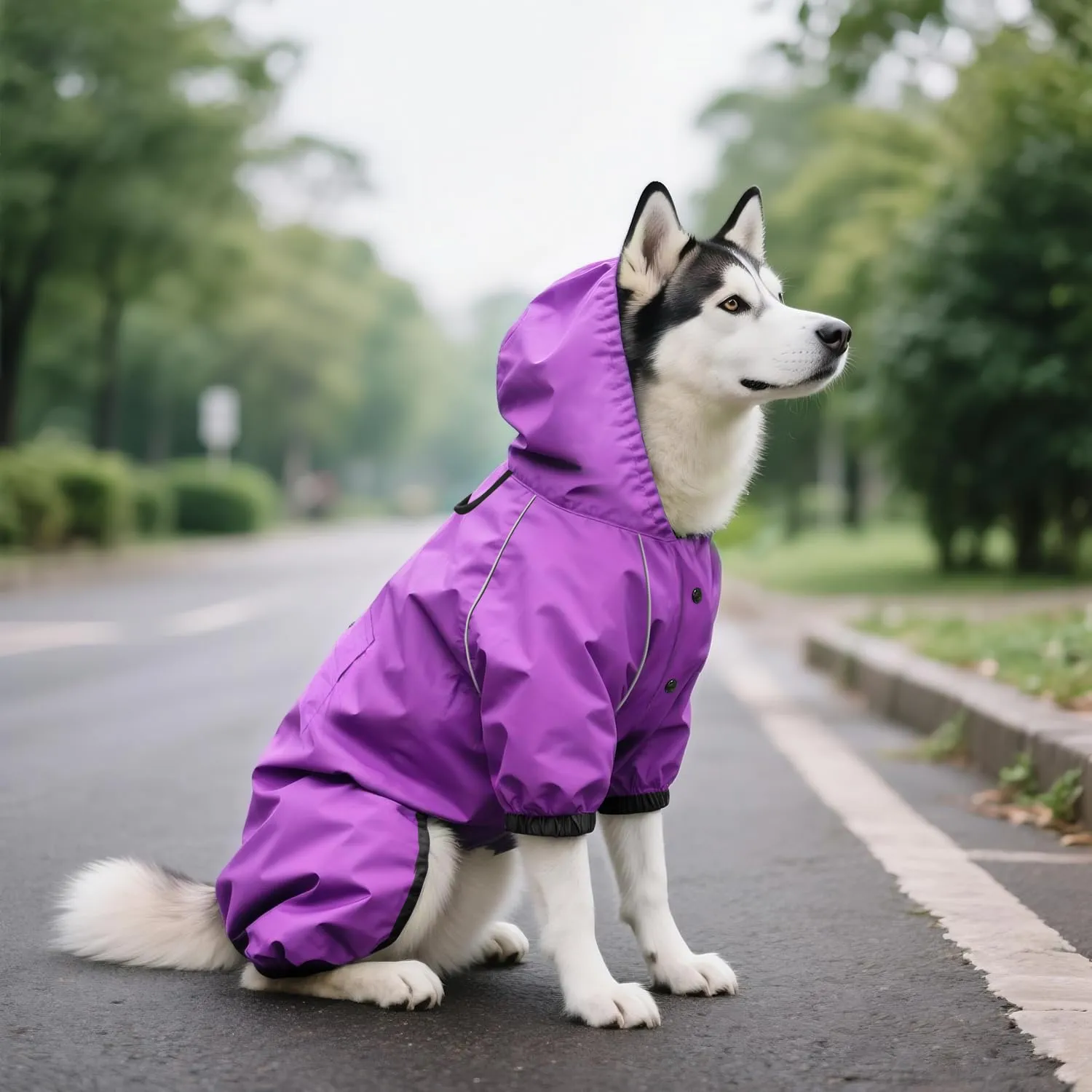 Idepet Impermeabile per cani con cappuccio e foro per collo, poncho impermeabile per pioggia per cani Giacca per pioggia riflettente per cani Felpe con cappuccio antivento - immagine 5