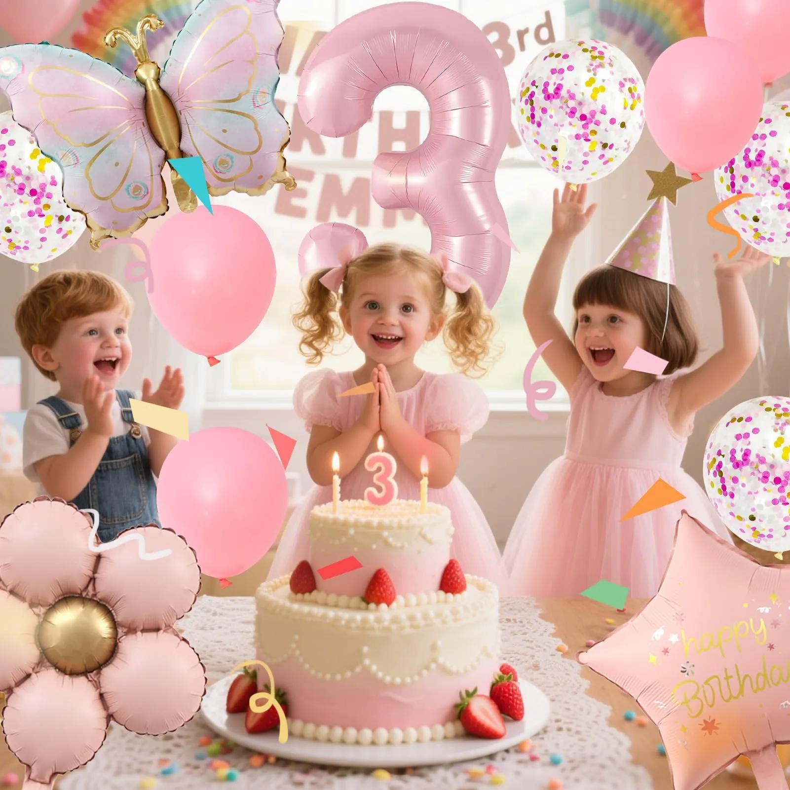 12 Pezzi Palloncini Farfalla 3 Anni, con Palloncini Fiori - immagine 6