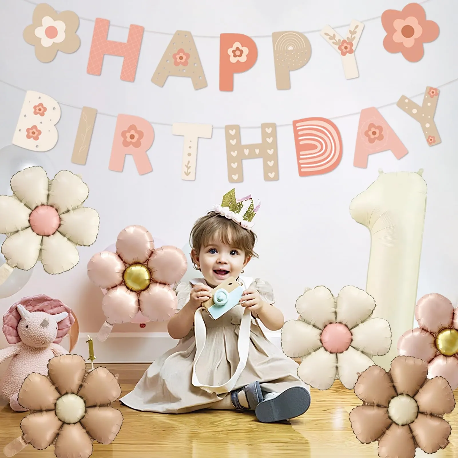 8 Pezzi Palloncini Compleanno 1 Anno Bimba, Palloncino Foil Margherita - immagine 5