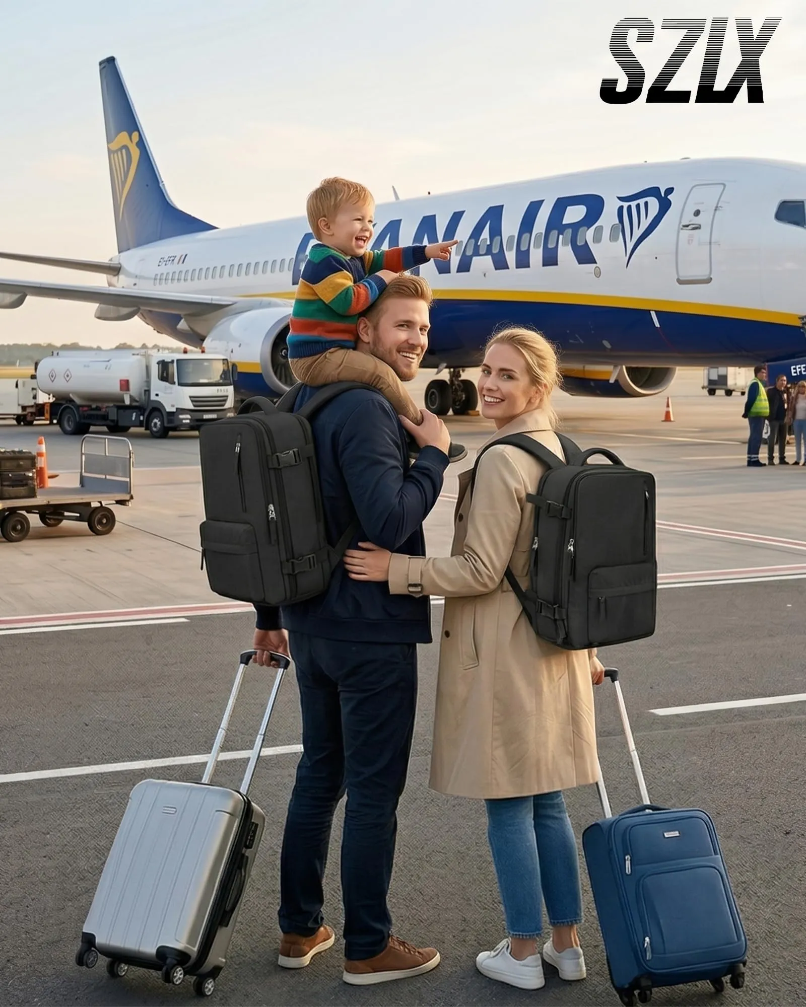 SZLX Zaino Ryanair 40x30x20 Sottovuoto Zaino da Viaggio 40x30x20 Wizzair Bagaglio a Mano Vueling 40x20x30 Donna Uomo Borsa da Cabina Adatto a Laptop da 14 Pollici con porta USB e Scomparto per Scarpe - immagine 4