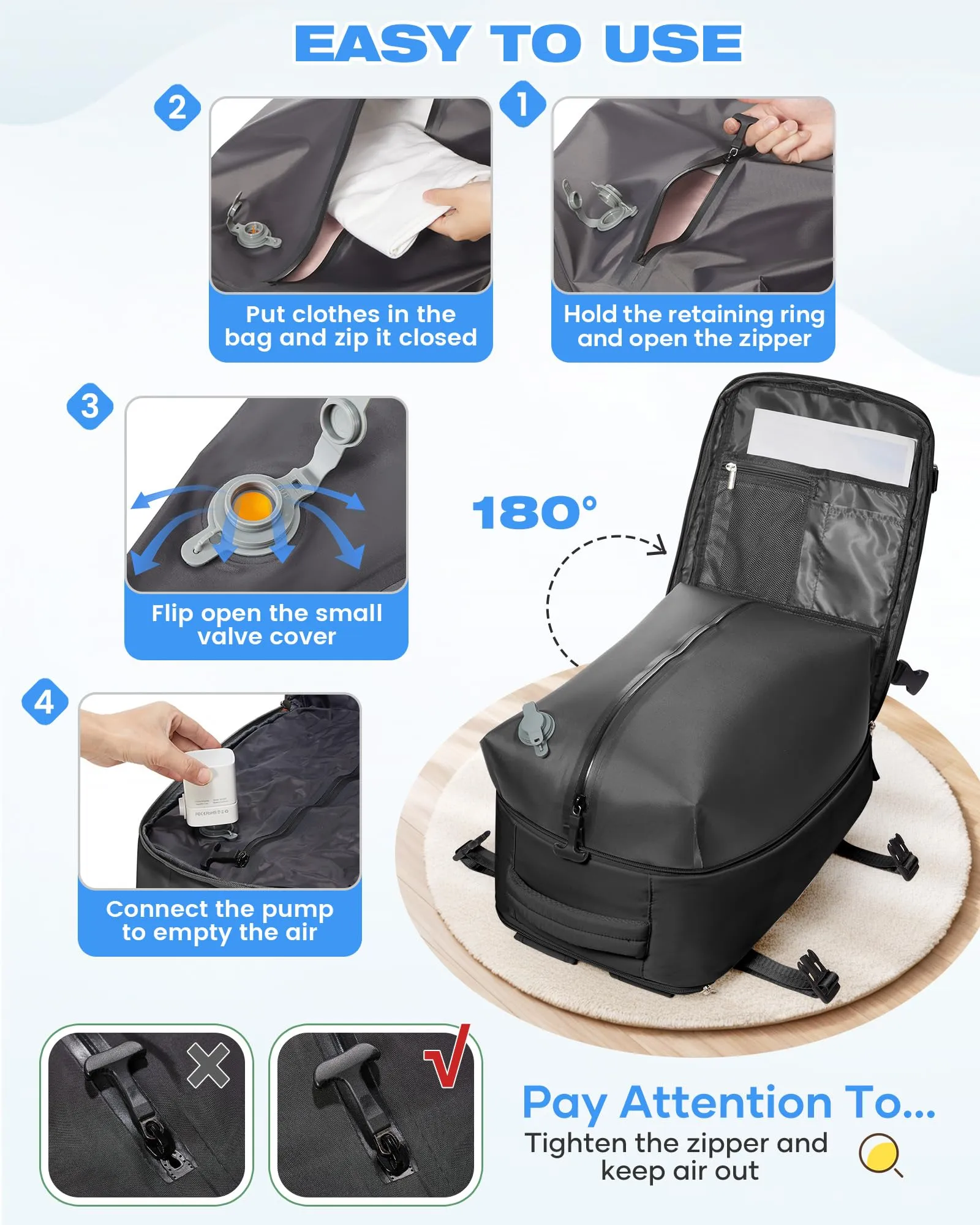 SZLX Zaino Ryanair 40x30x20 Sottovuoto Zaino da Viaggio 40x30x20 Wizzair Bagaglio a Mano Vueling 40x20x30 Donna Uomo Borsa da Cabina Adatto a Laptop da 14 Pollici con porta USB e Scomparto per Scarpe - immagine 8
