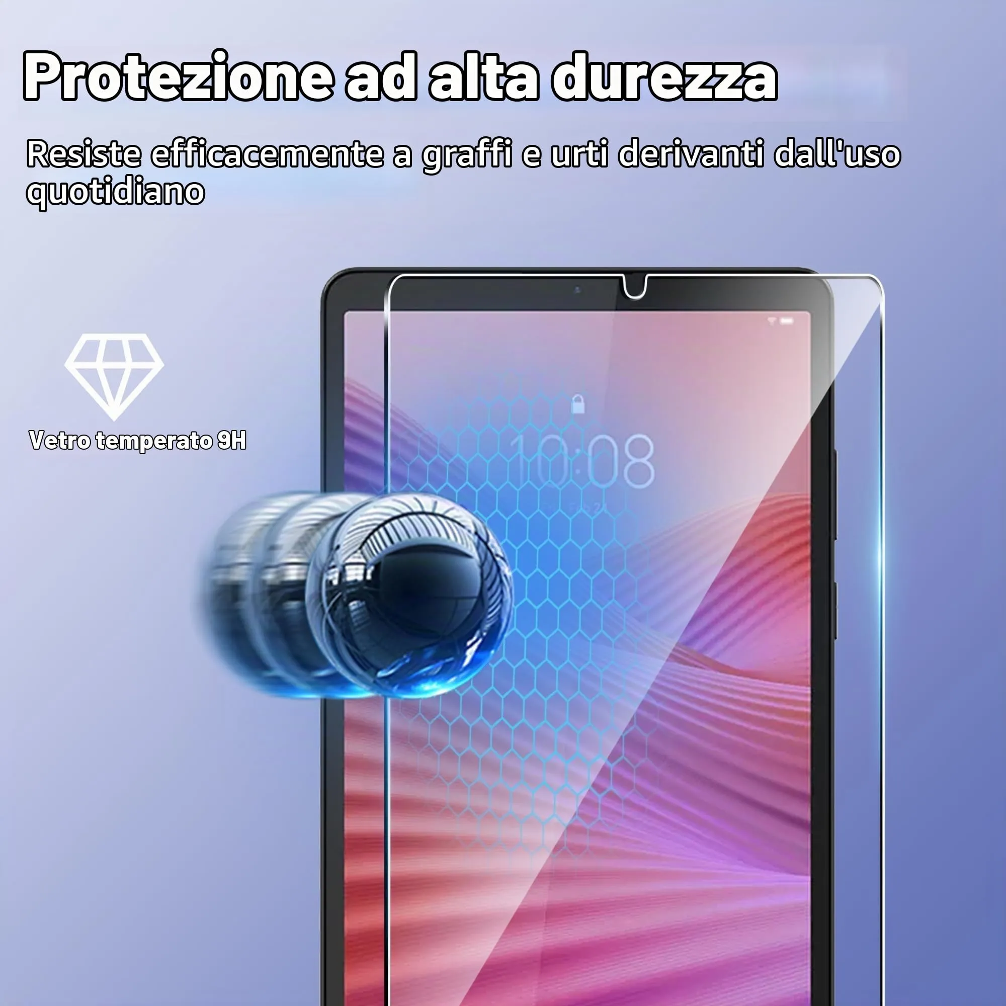 CAUHENYEE Pellicola Protettiva per Lenovo Tab One 8.7" Vetro Temperato, AntiGraffio - immagine 5