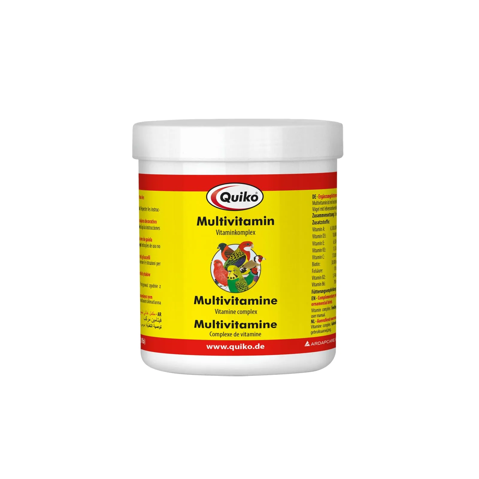 Quiko Multivitamin 375g complesso vitaminico per fornire a tutte le specie di uccelli ornamentali importanti vitamine in polvere - immagine 1