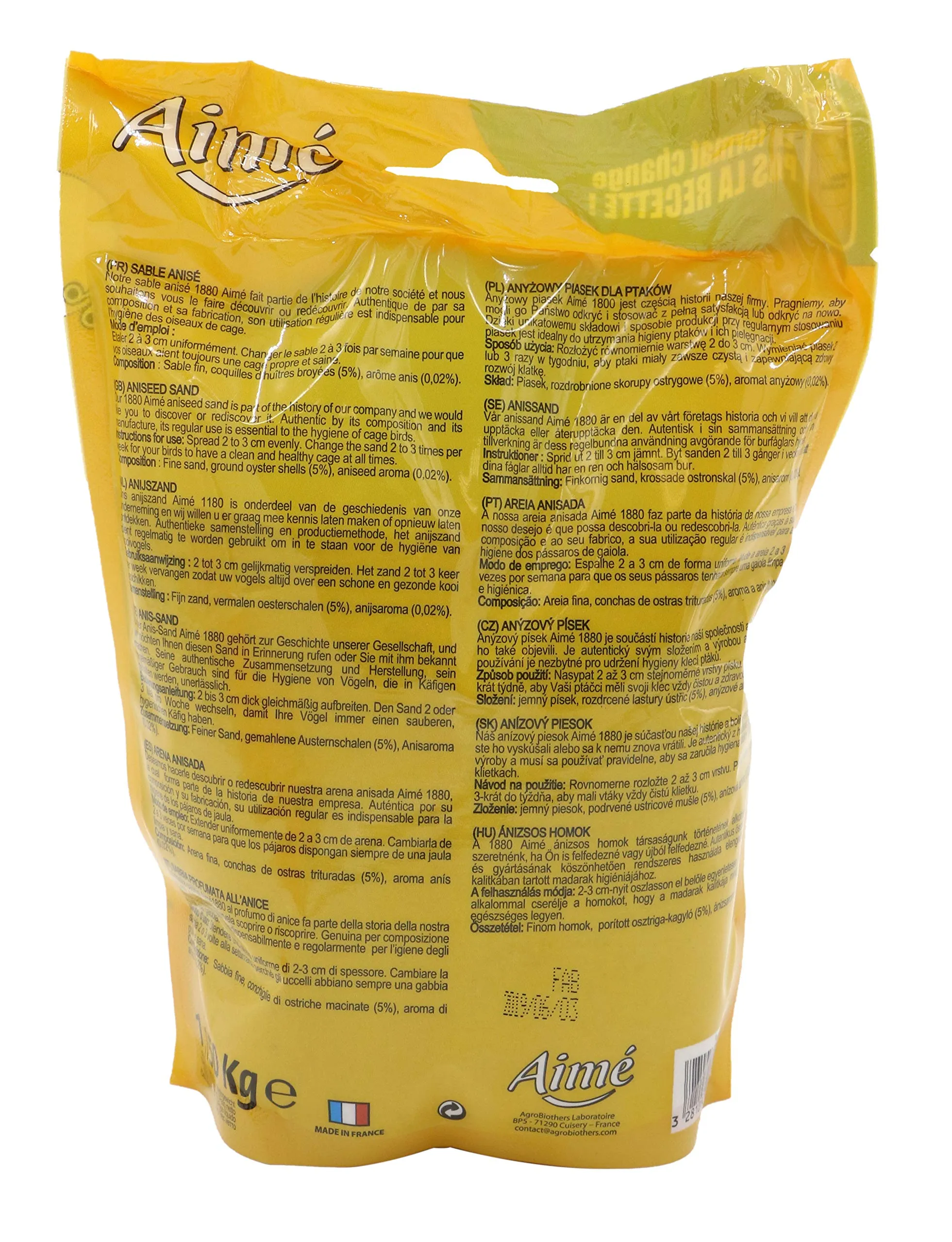 Aime - Base per Gabbia di Sabbia Anizzata per Uccelli, 1 kg - immagine 2