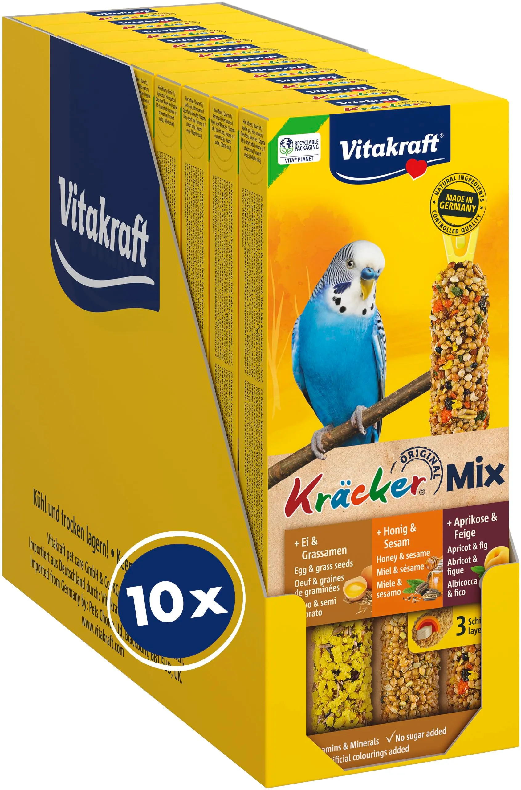 Vitakraft Kräcker, ondulati, cura del becco, multipack (10x 80 g) - immagine 1