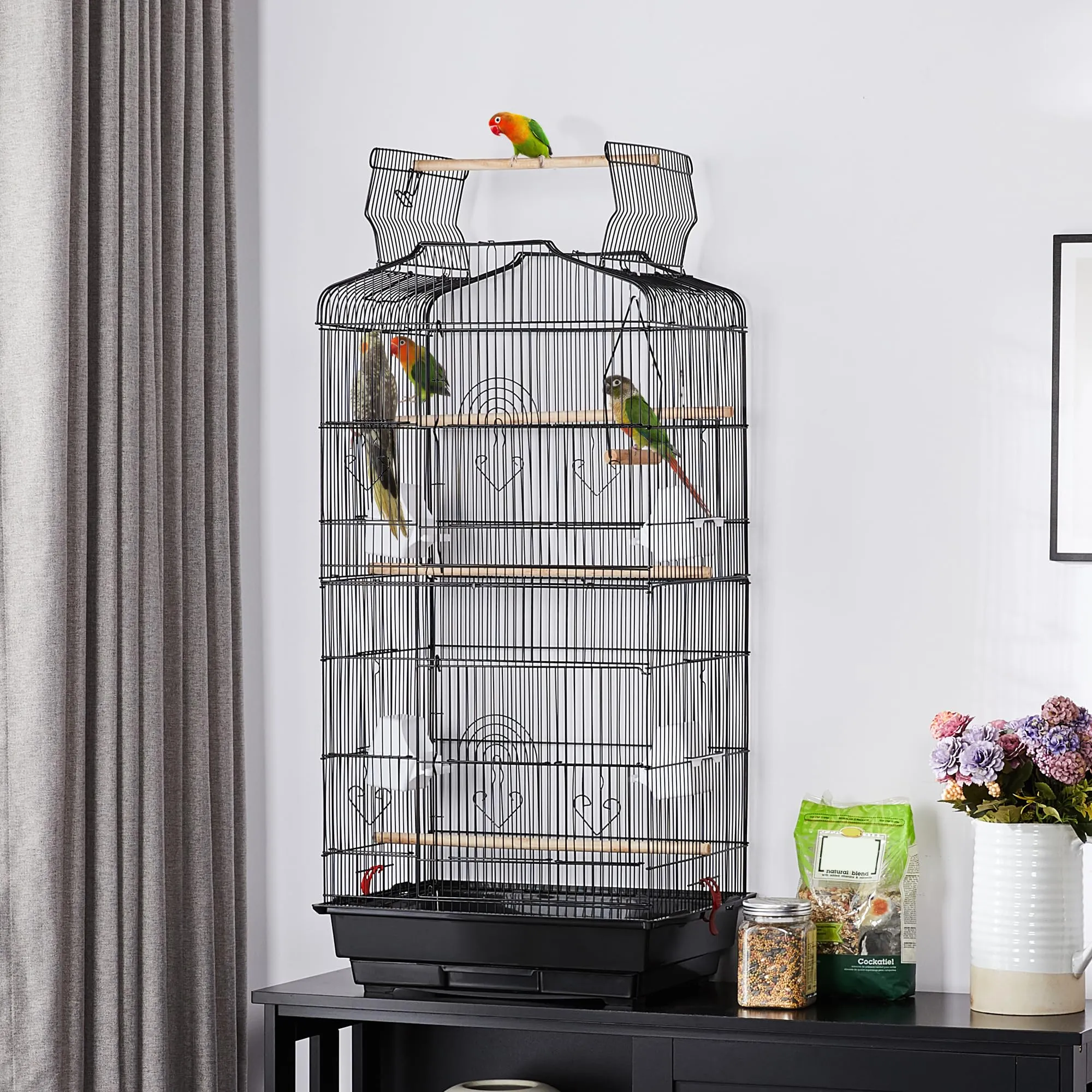 Yaheetech Gabbia Voliera Metallo per Pappagalli 46 × 35 × 92,5 cm, Nero - immagine 9