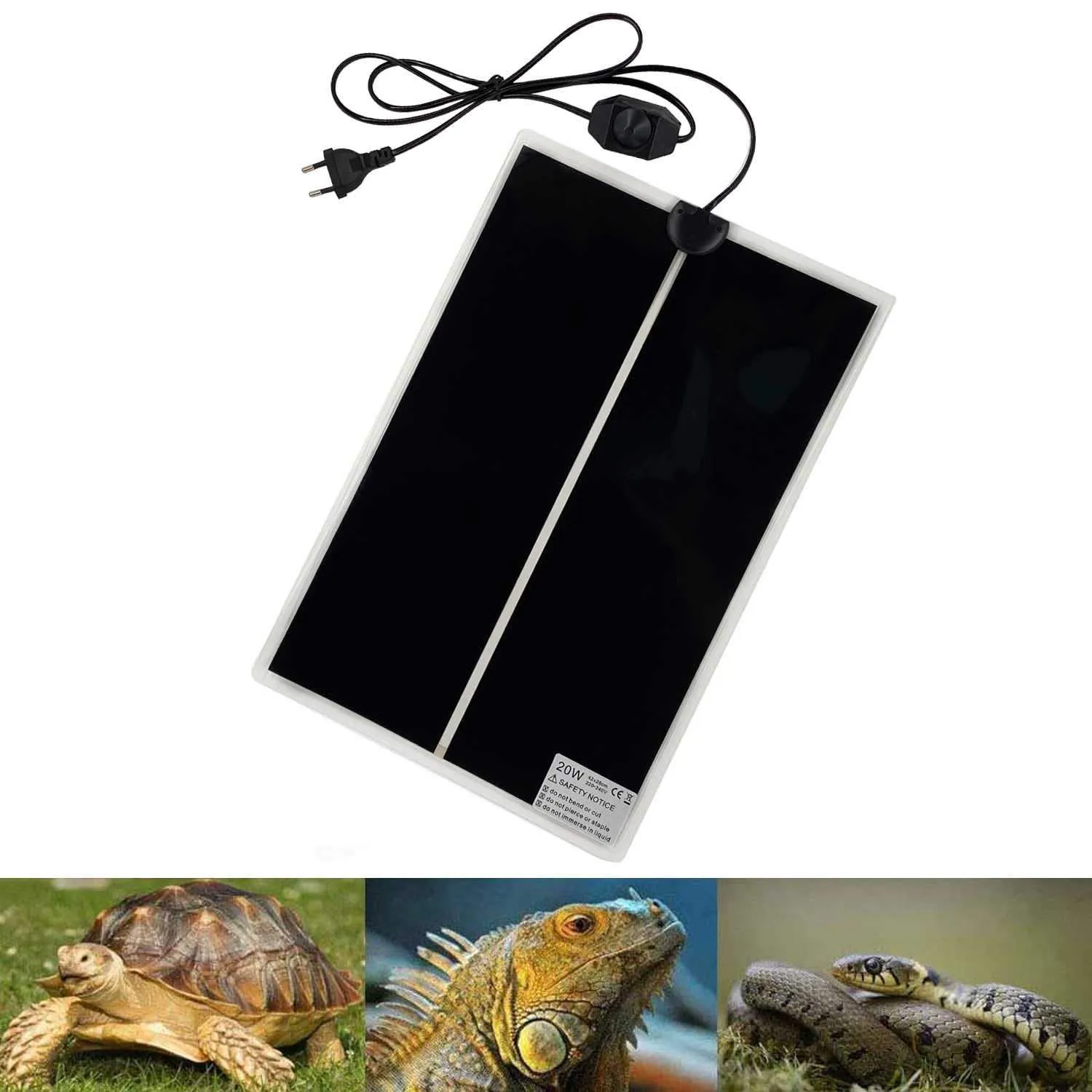 PeSandy Tappetino Riscaldanti Rettili Regolabile, 42x28CM Termoforo Non Adesivo per Tartaruga Serpenti Lucertola Geco Granchio Eremita Anfibi - Tappetini Riscaldanti Rimovibile sotto Il Serbatoio - immagine 1