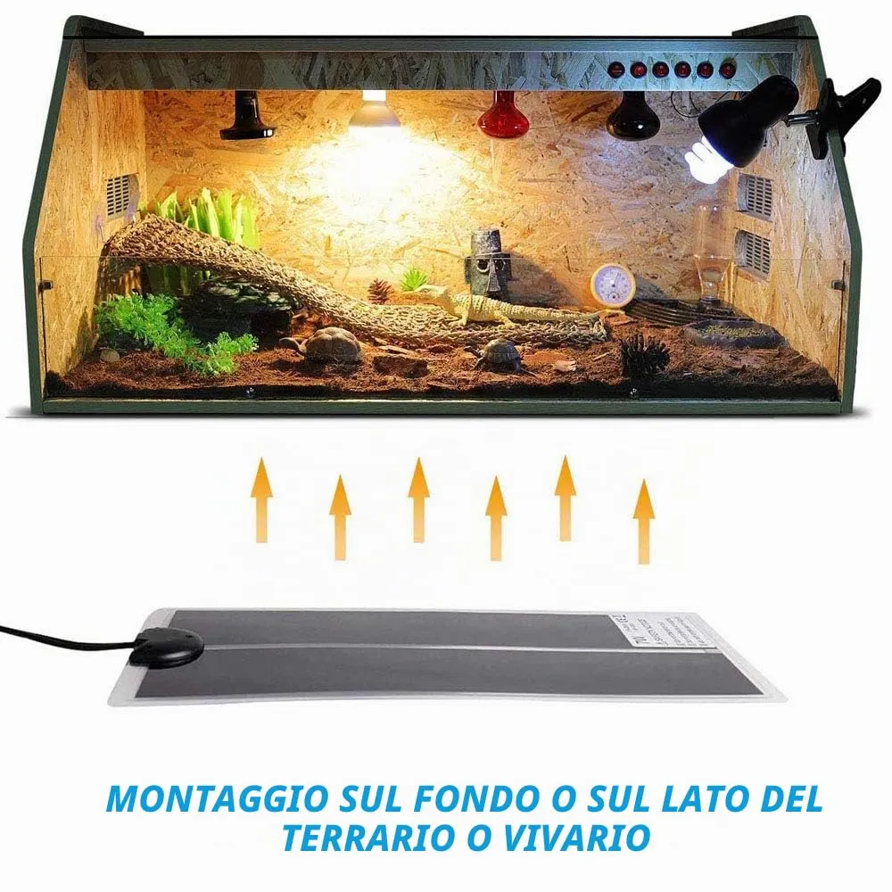 PeSandy Tappetino Riscaldanti Rettili Regolabile, 42x28CM Termoforo Non Adesivo per Tartaruga Serpenti Lucertola Geco Granchio Eremita Anfibi - Tappetini Riscaldanti Rimovibile sotto Il Serbatoio - immagine 2