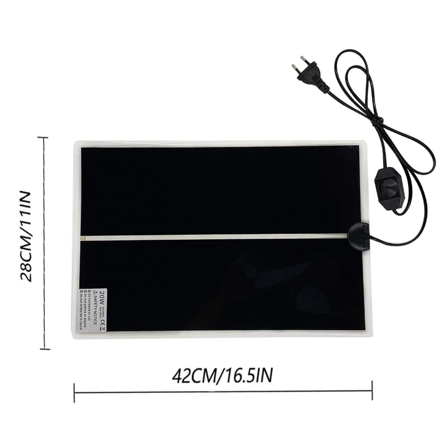 PeSandy Tappetino Riscaldanti Rettili Regolabile, 42x28CM Termoforo Non Adesivo per Tartaruga Serpenti Lucertola Geco Granchio Eremita Anfibi - Tappetini Riscaldanti Rimovibile sotto Il Serbatoio - immagine 3