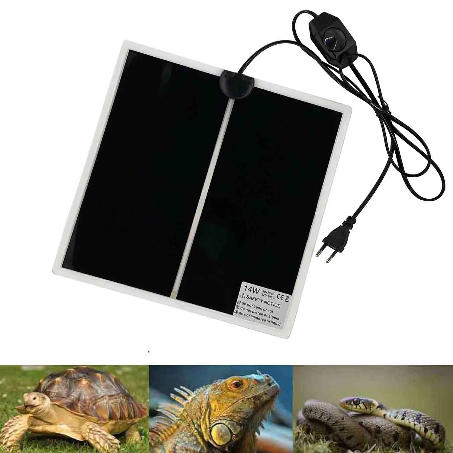 PeSandy Tappetino Riscaldanti Rettili Regolabile, 28x28CM Termoforo Non Adesivo per Tartaruga Serpenti Lucertola Geco Granchio Eremita Anfibi - Tappetini Riscaldanti Rimovibile sotto Il Serbatoio - immagine 1