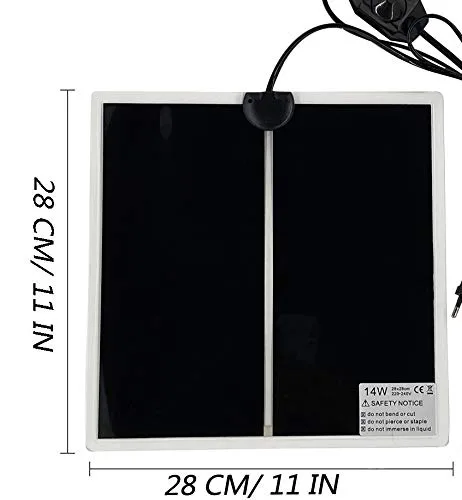 PeSandy Tappetino Riscaldanti Rettili Regolabile, 28x28CM Termoforo Non Adesivo per Tartaruga Serpenti Lucertola Geco Granchio Eremita Anfibi - Tappetini Riscaldanti Rimovibile sotto Il Serbatoio - immagine 3