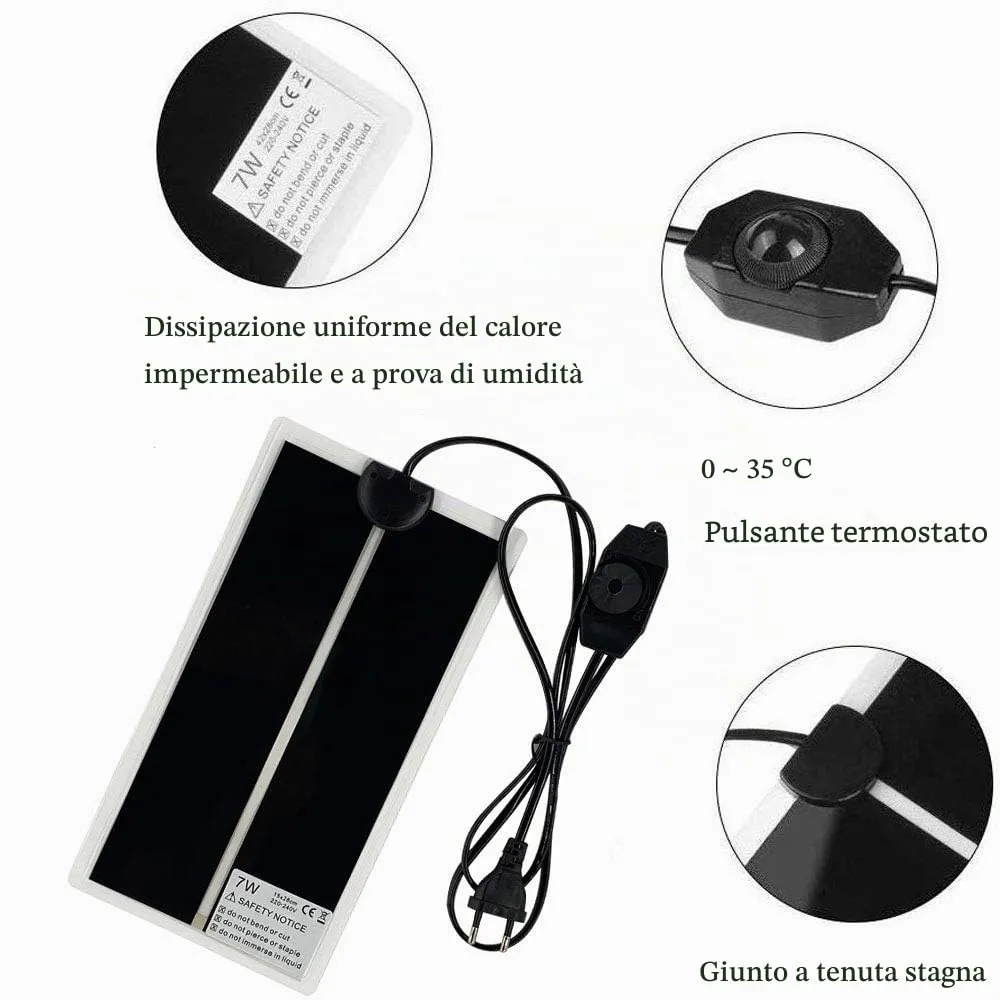 PeSandy Tappetino Riscaldanti Rettili Regolabile, 28x15CM Termoforo Non Adesivo per Tartaruga Serpenti Lucertola Geco Granchio Eremita Anfibi - Tappetini Riscaldanti Rimovibile sotto Il Serbatoio - immagine 4