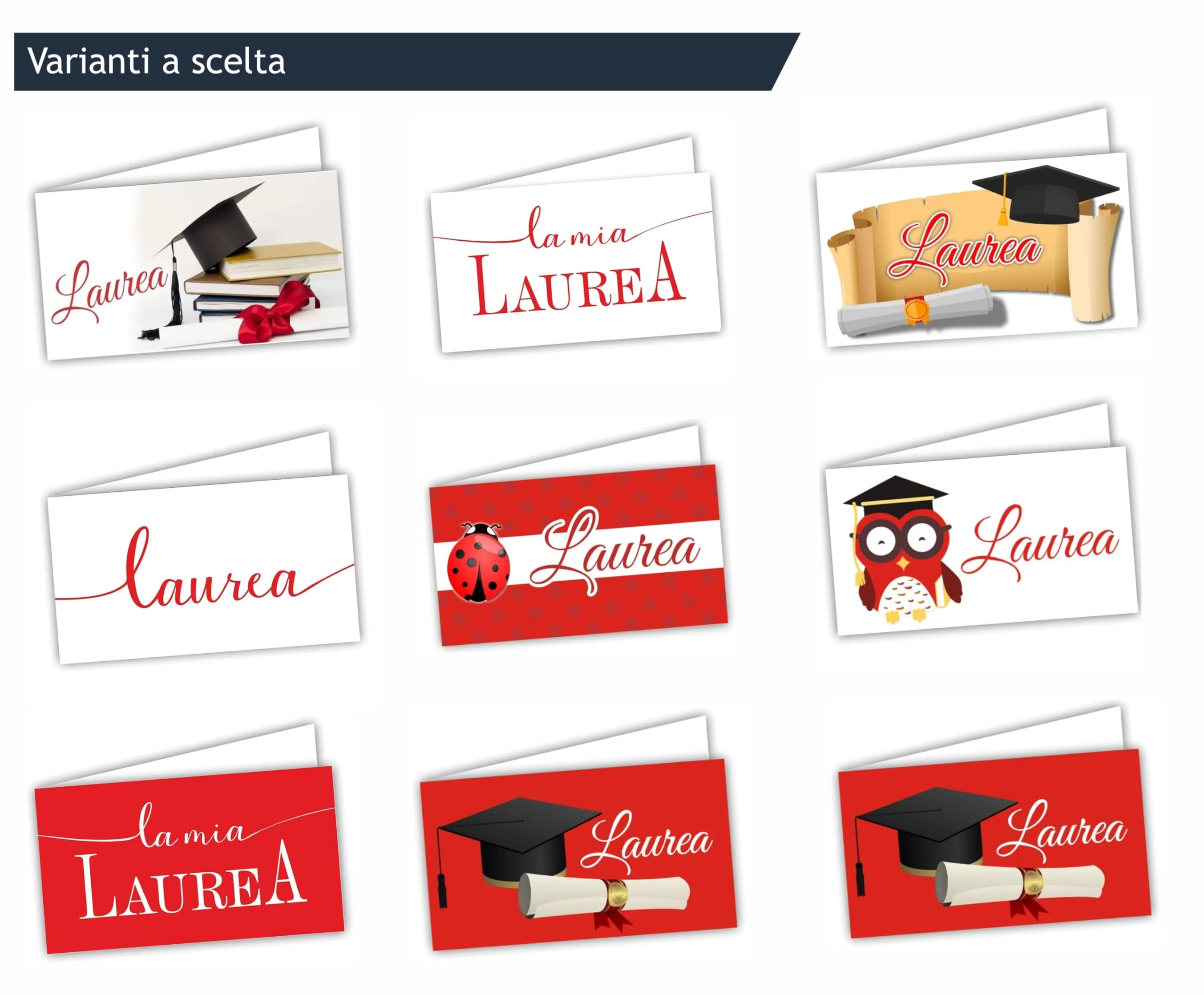 Mr Pubblicità - STAMPA INCLUSA fronte e retro - n. 60 Bigliettini Bomboniera Laurea personalizzati - Biglietti Sacchetti Confetti laurea, Cadò, biglietti auguri laurea, personalizzabil(PERSONALIZZATO) - immagine 2