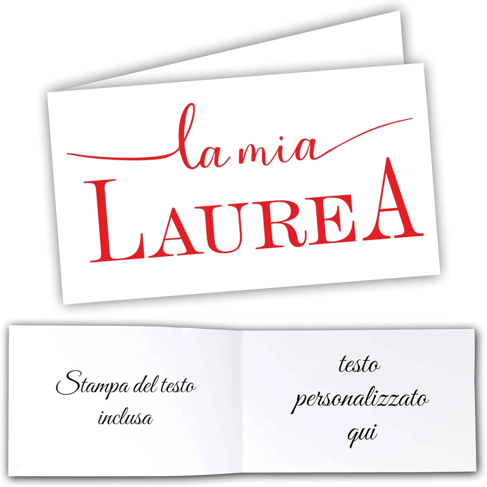 Mr Pubblicità - STAMPA INCLUSA su 2 lati - n. 60 Bigliettini Bomboniera Laurea personalizzati - Biglietti Sacchetti Confetti laurea, Cadò, biglietti auguri laurea, personalizzabili (semplice) - immagine 1