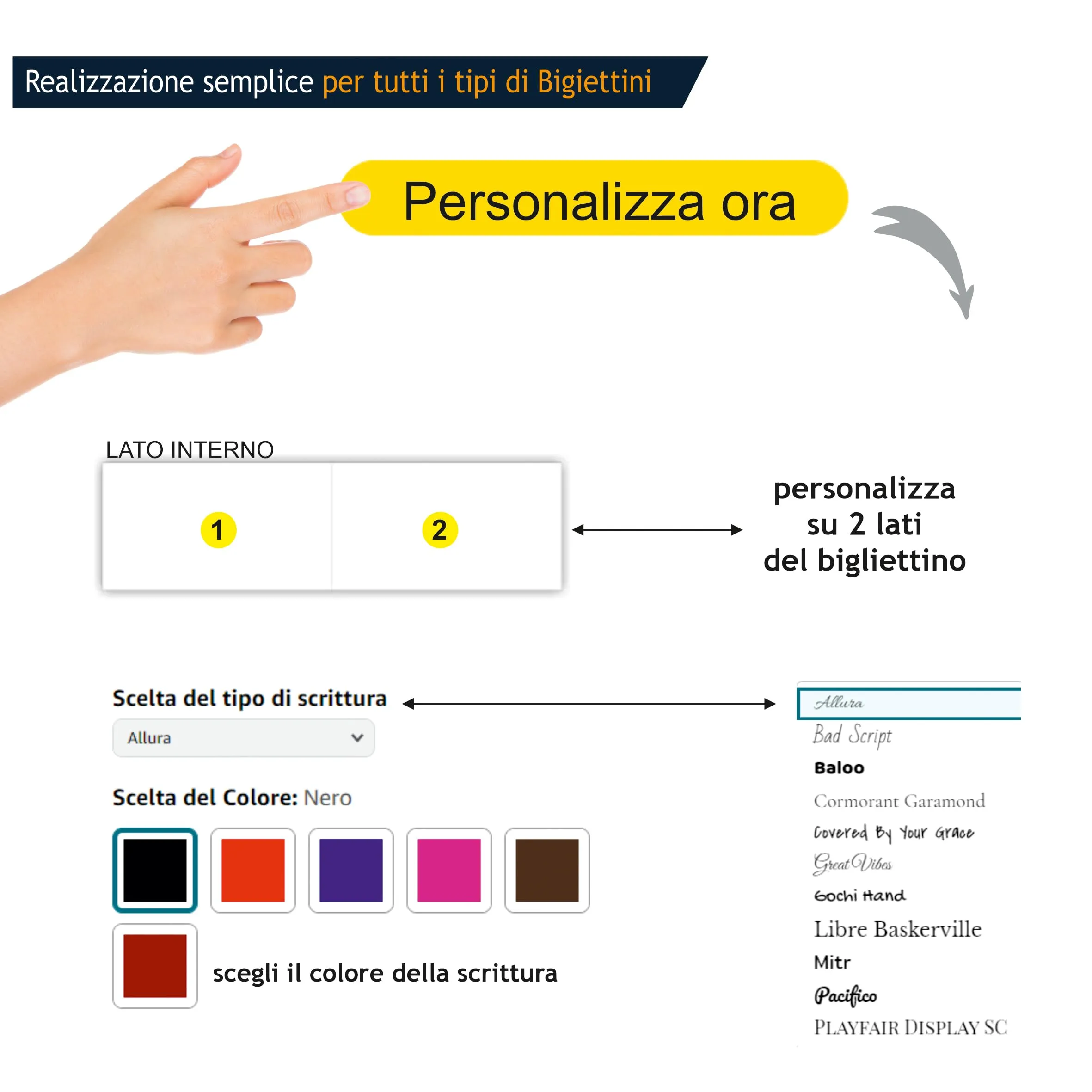 Mr Pubblicità - STAMPA INCLUSA su 2 lati - n. 60 Bigliettini Bomboniera Laurea personalizzati - Biglietti Sacchetti Confetti laurea, Cadò, biglietti auguri laurea, personalizzabili (semplice) - immagine 4
