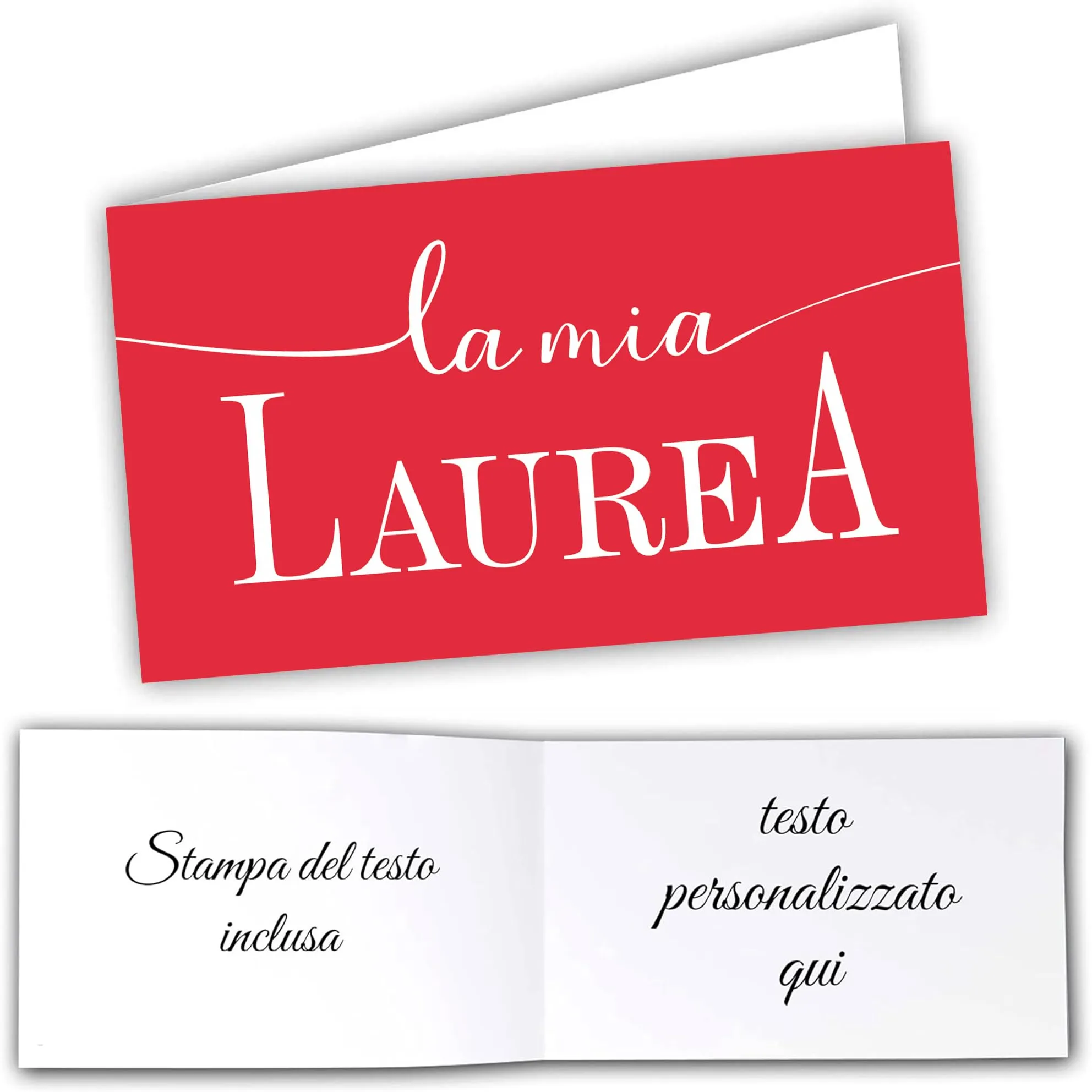 Mr Pubblicità - STAMPA INCLUSA su 2 lati- n. 60 Bigliettini Bomboniera Laurea personalizzati- Biglietti Sacchetti Confetti laurea, Cadò, biglietti auguri laurea, personalizzabili (elegante rosso) - immagine 1