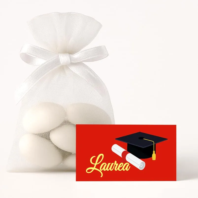 STAMPA INCLUSA - n. 60 Bigliettini Bomboniera Laurea, Biglietti Sacchetti Confetti - PERSONALIZZA LA STAMPA INTERNA (Laurea 1) - immagine 5