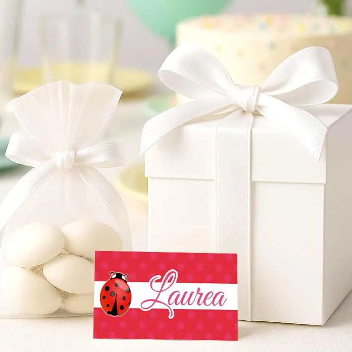 Mr Pubblicità - STAMPA INCLUSA su 2 lati- n. 60 Bigliettini Bomboniera Laurea personalizzati- Biglietti Sacchetti Confetti laurea, Cadò, biglietti auguri laurea, personalizzabili (coccinella) - immagine 6