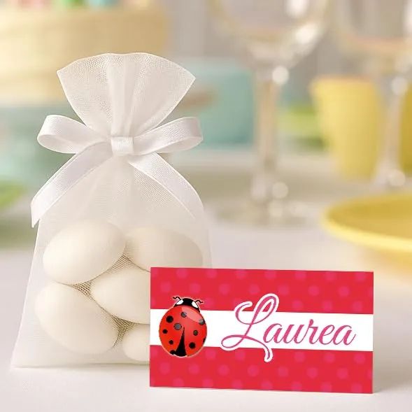 Mr Pubblicità - STAMPA INCLUSA su 2 lati- n. 60 Bigliettini Bomboniera Laurea personalizzati- Biglietti Sacchetti Confetti laurea, Cadò, biglietti auguri laurea, personalizzabili (coccinella) - immagine 7