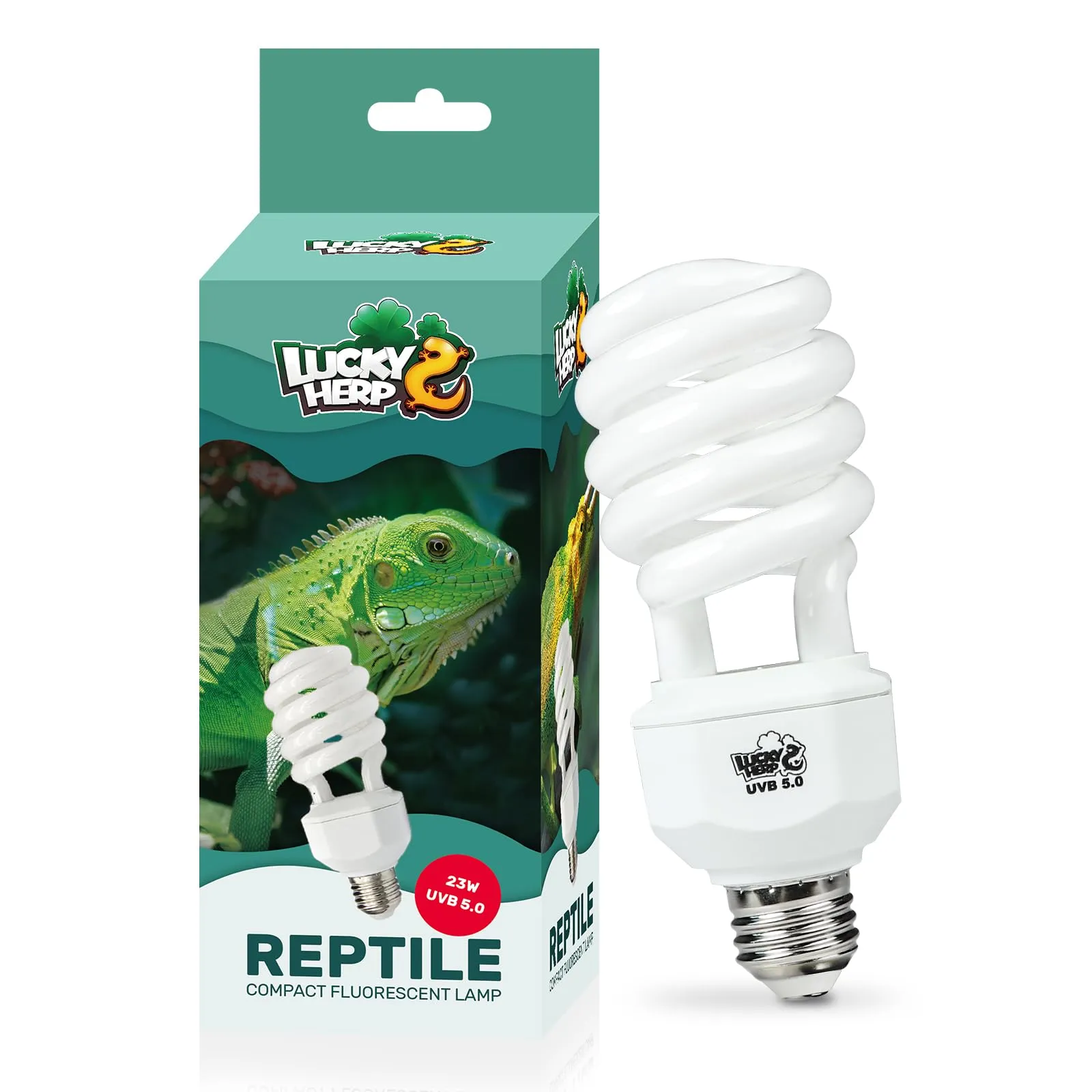 LUCKY HERP Lampadina UVA UVB per Rettili, Lampada UVB Tartaruga Terrestre 23W 5.0, Lampada Fluorescente Compatta per Rettili Draghi Barbuti. - immagine 1