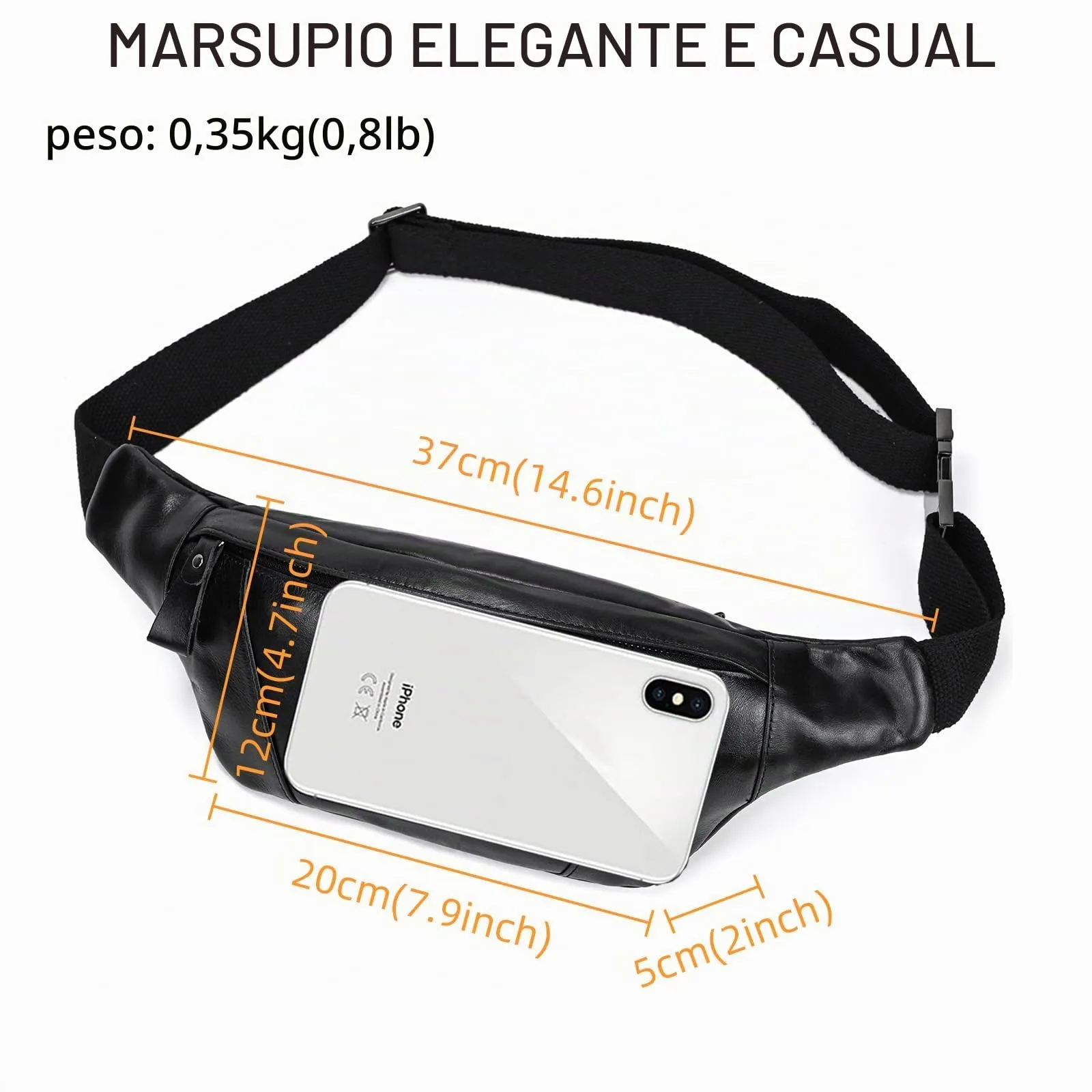 marsupio in vera pelle marsupi per uomo donna marsupio nero per viaggi festival passeggiate sport corsa palestra all'aperto allenamento esercizio - immagine 2