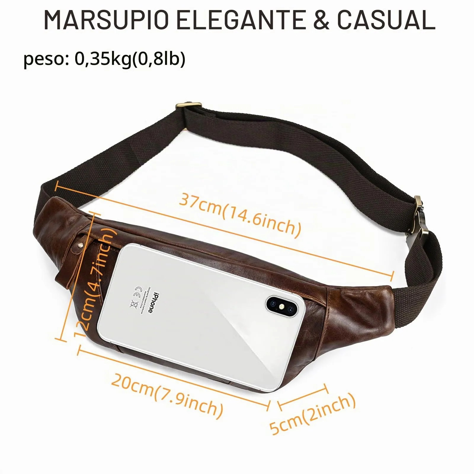 marsupio in vera pelle marsupi per uomo donna marsupio per viaggi festival passeggiate sport corsa palestra all'aperto allenamento esercizio - immagine 2