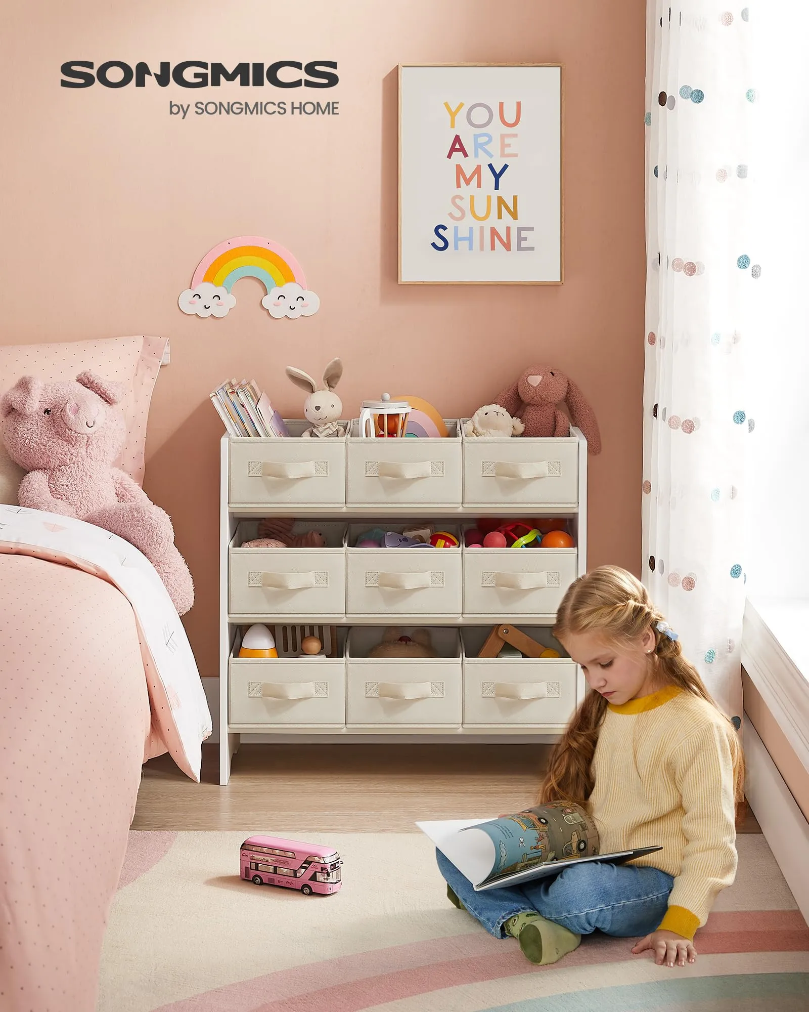SONGMICS Scaffale per Giocattoli con 9 Contenitori, Struttura in MDF - immagine 2
