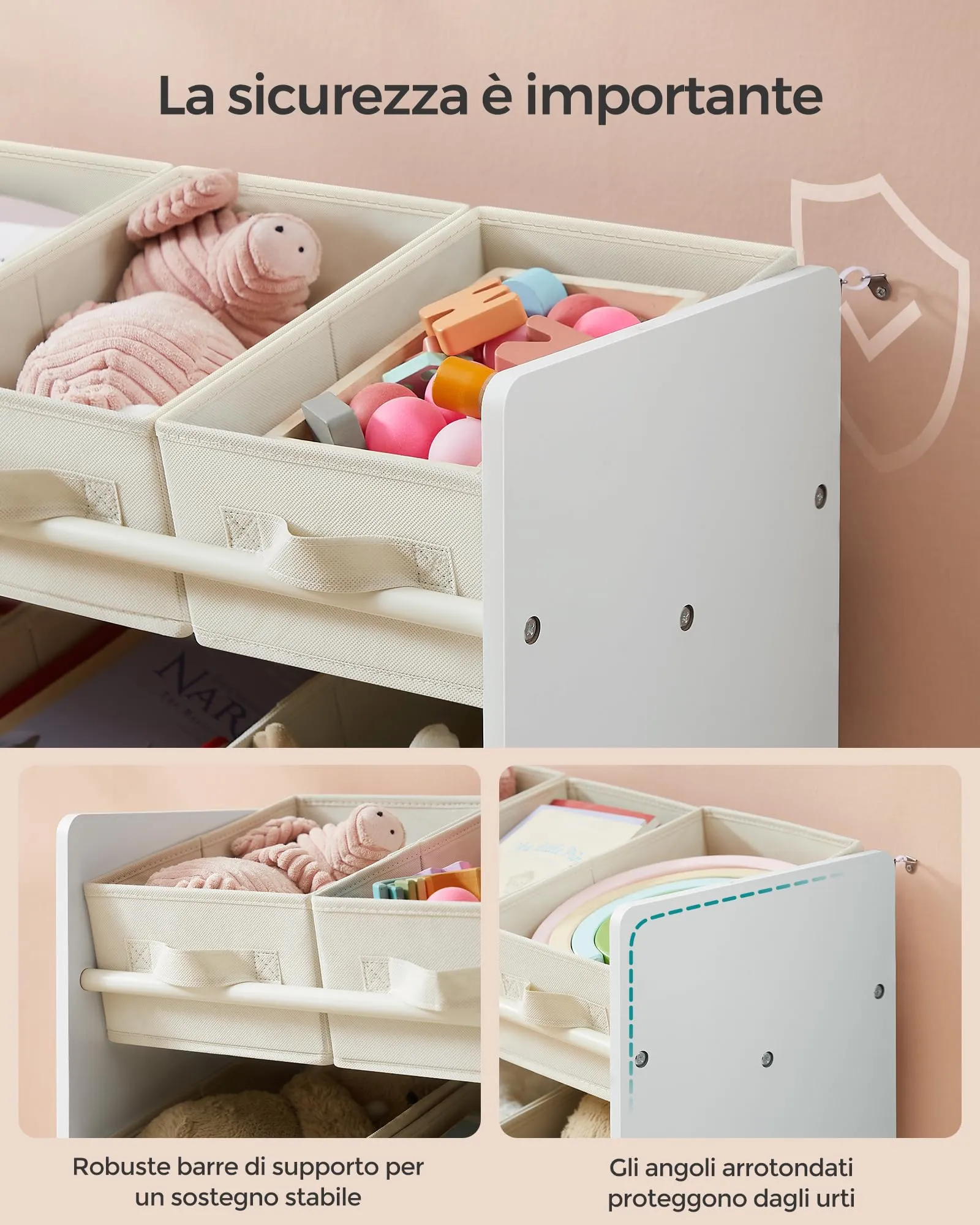 SONGMICS Scaffale per Giocattoli con 9 Contenitori, Struttura in MDF - immagine 4