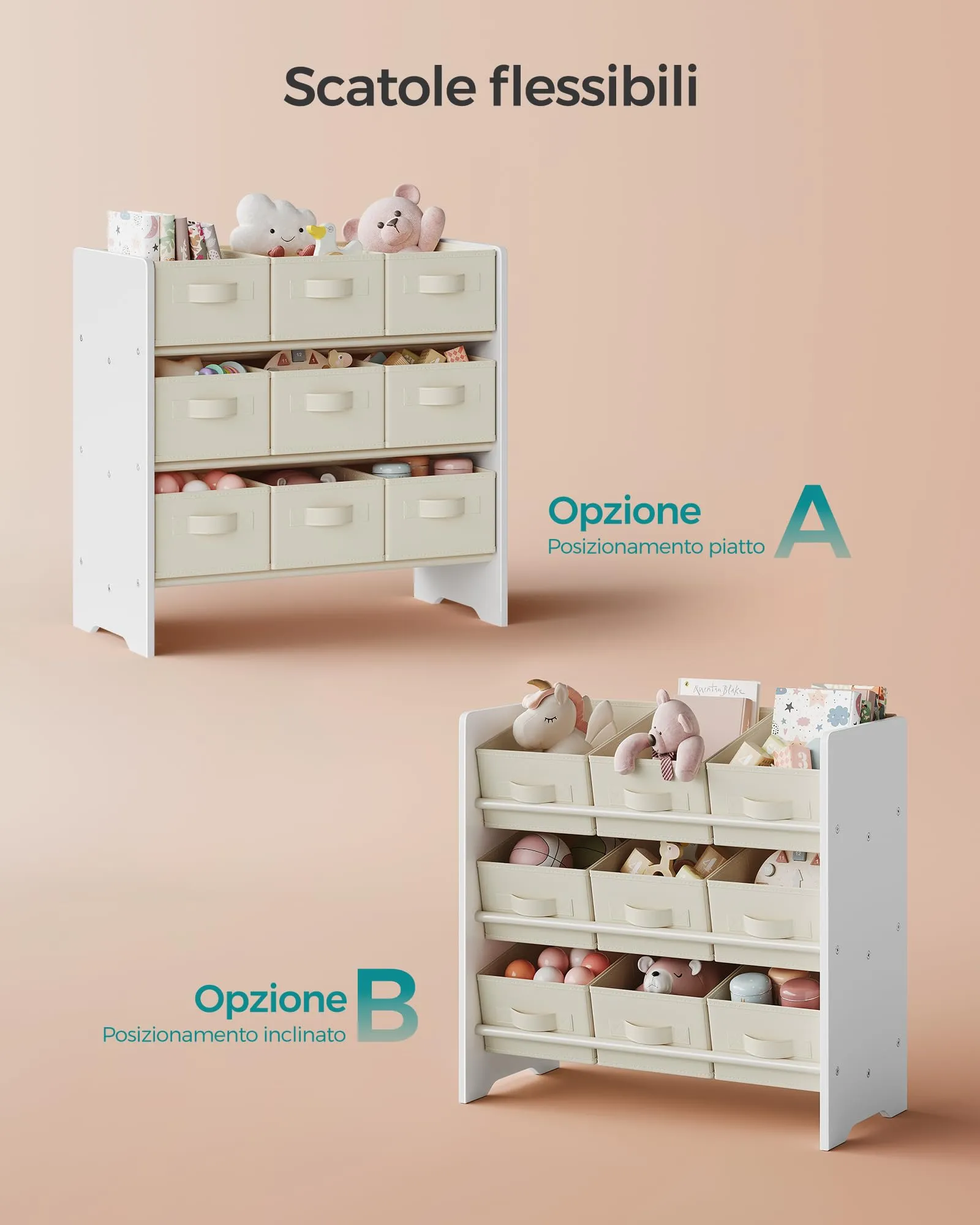 SONGMICS Scaffale per Giocattoli con 9 Contenitori, Struttura in MDF - immagine 5
