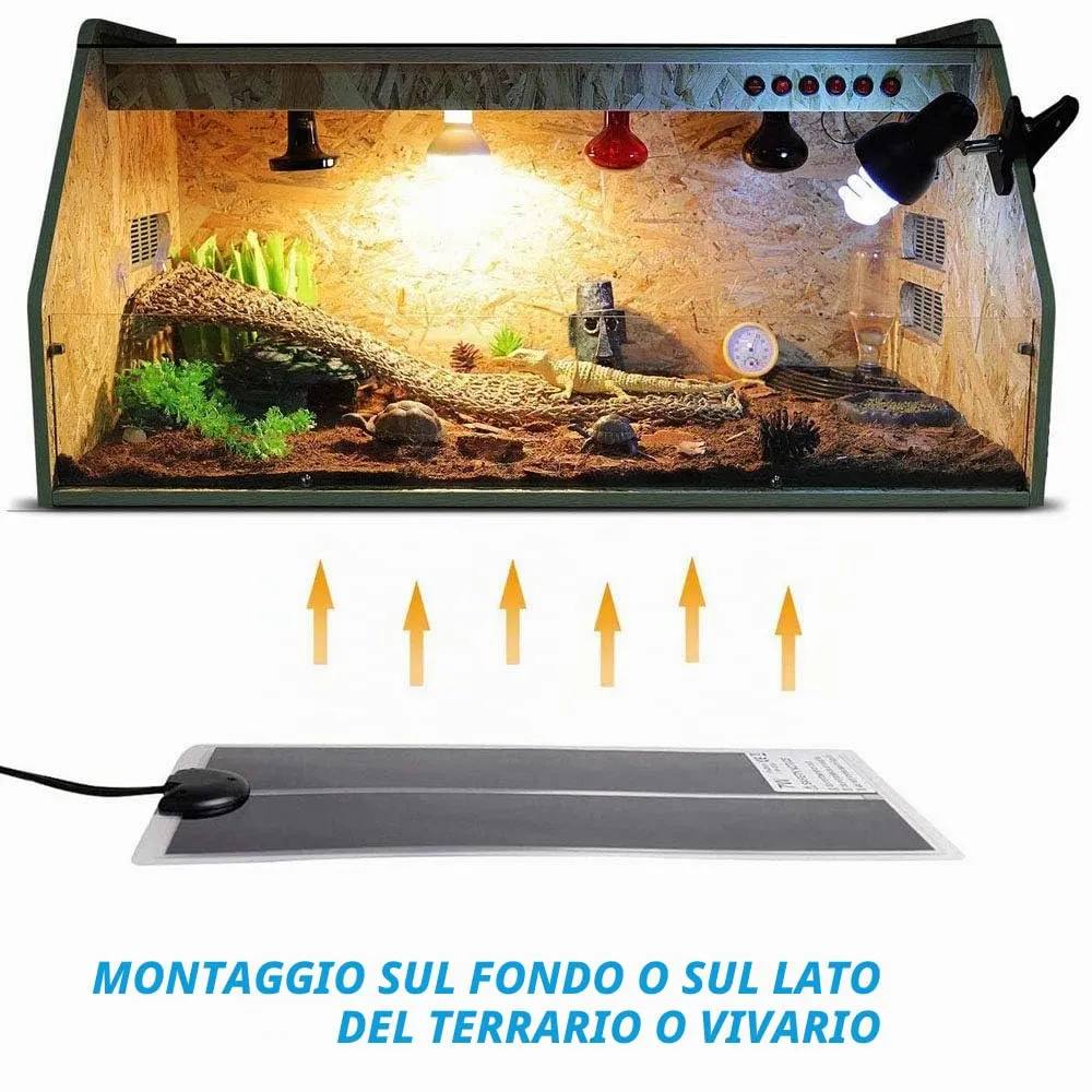 PeSandy Tappetino Riscaldanti Rettili Regolabile, 2 Pezzi Termoforo Non Adesivo per Tartaruga Serpenti Lucertola Geco Granchio Eremita - Tappetini Riscaldanti Rimovibile sotto Il Serbatoio(42x28CM) - immagine 2